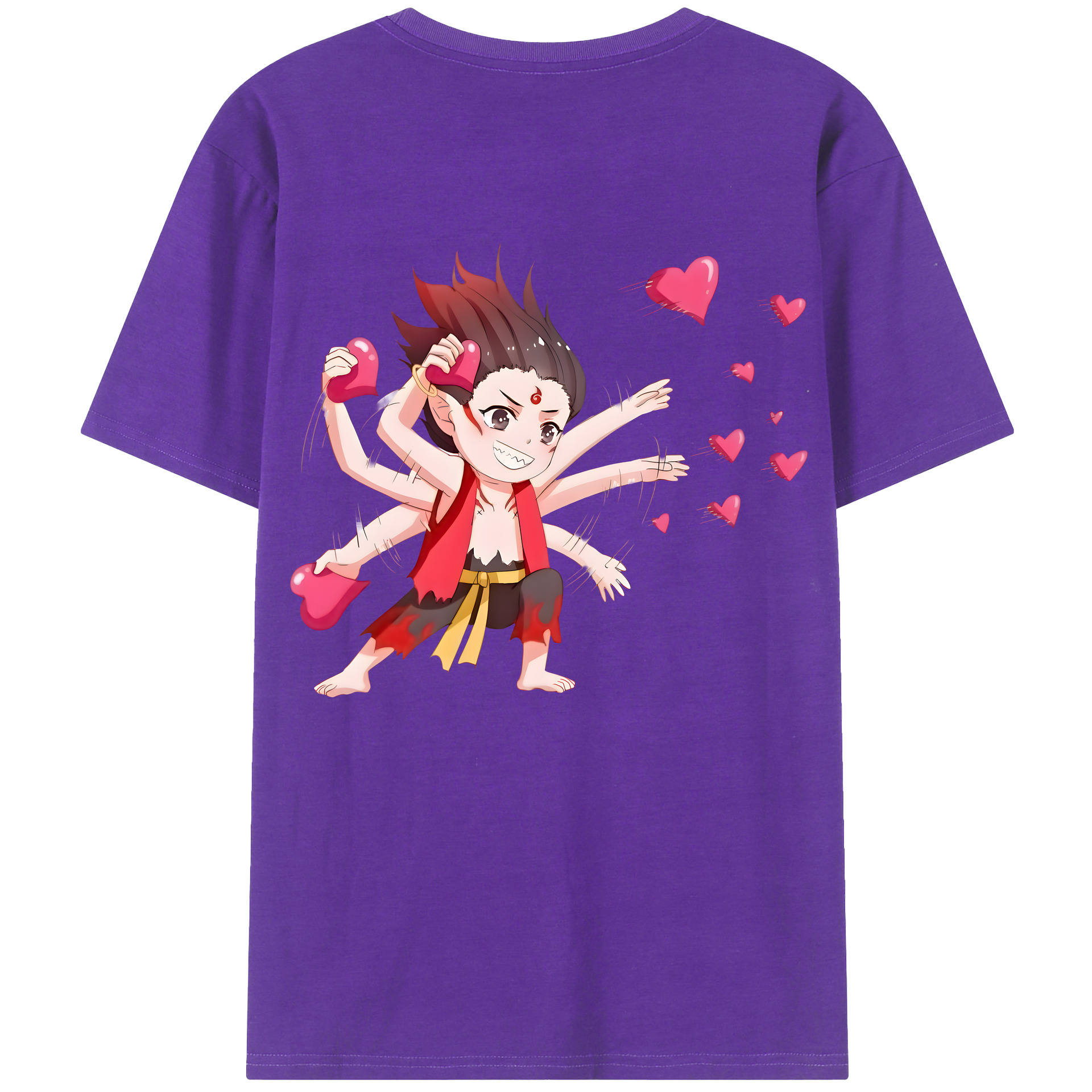 （画像用） Ne Zha 2 ナタ 魔童の大暴れ 綿100％ メンズ半袖Tシャツ（バックプリント） 通気性