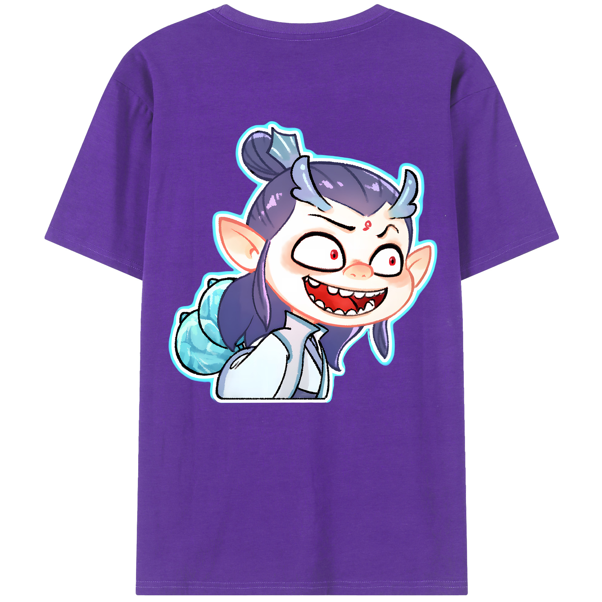 （画像用） Ne Zha 2 ナタ 魔童の大暴れ 綿100％ メンズ半袖Tシャツ（バックプリント） 通気性