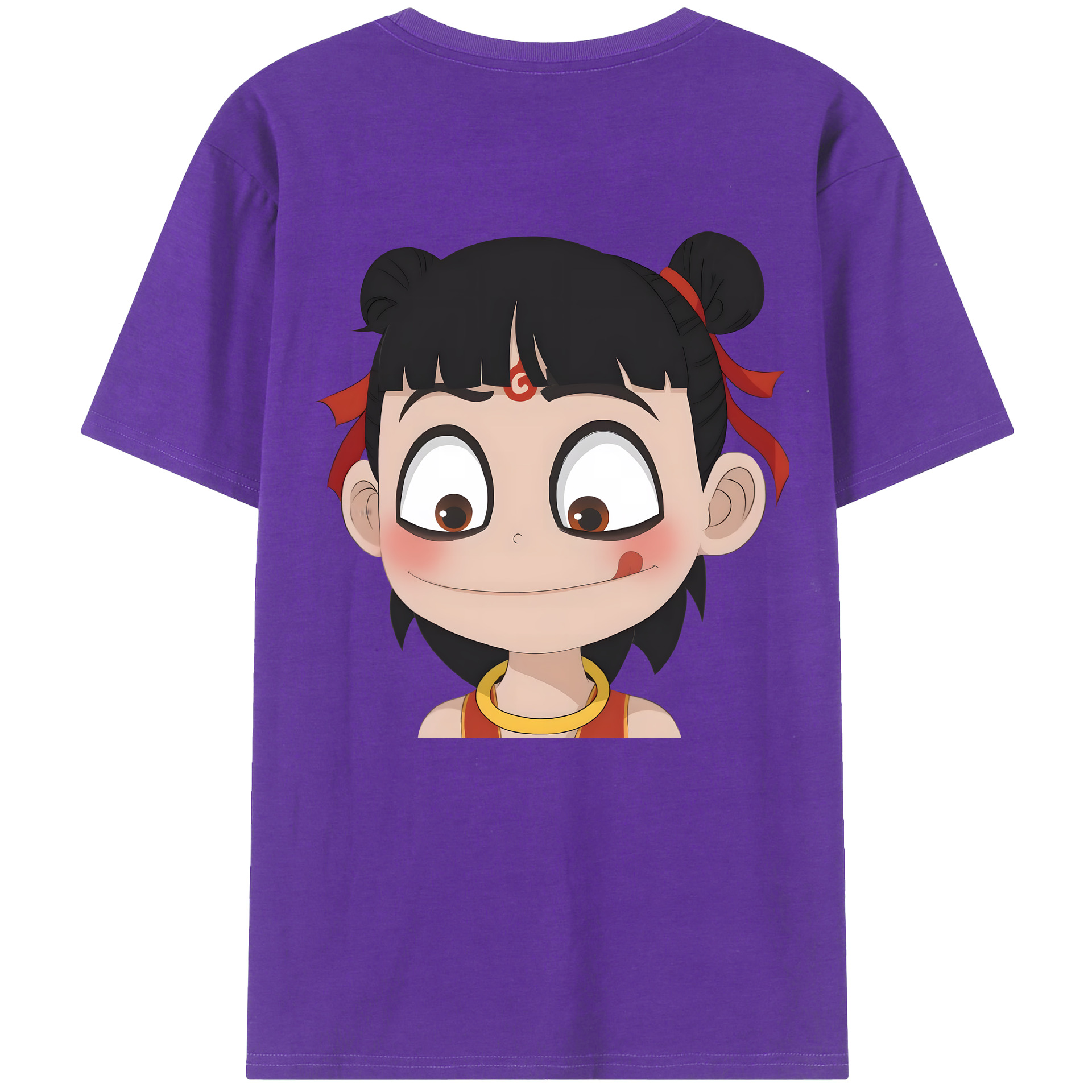 （画像用） Ne Zha 2 ナタ 魔童の大暴れ 綿100％ メンズ半袖Tシャツ（バックプリント） 通気性