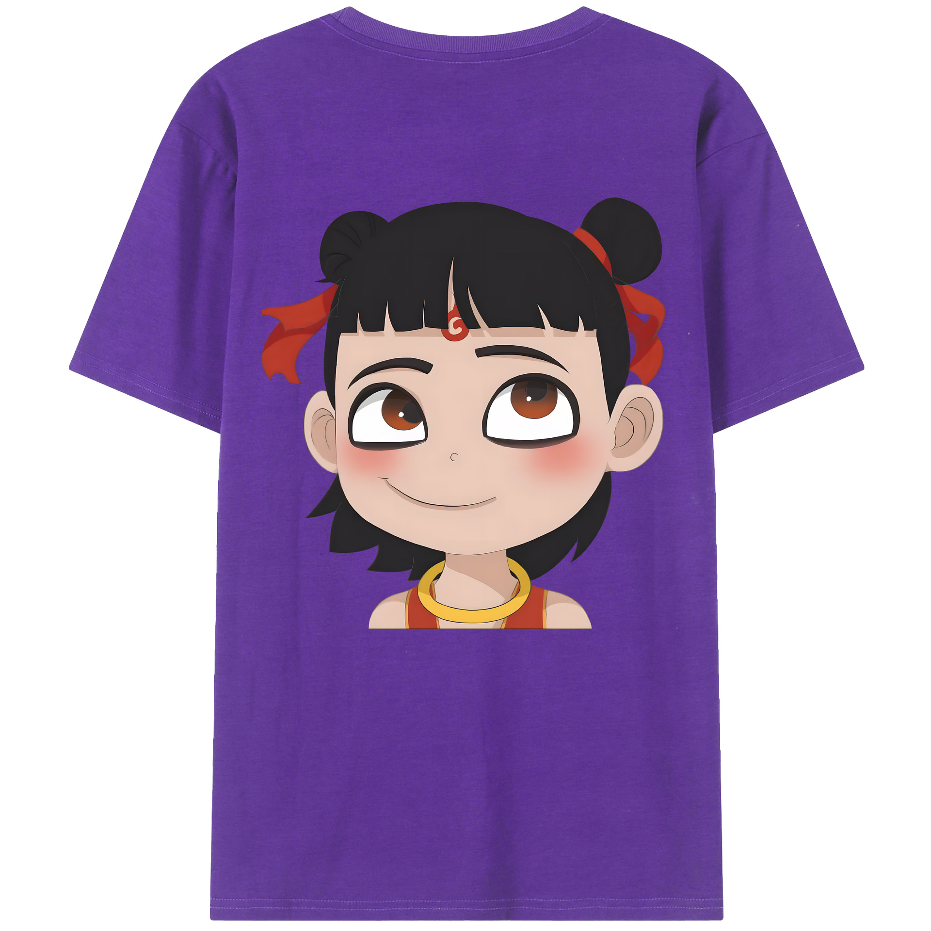 （画像用） Ne Zha 2 ナタ 魔童の大暴れ 綿100％ メンズ半袖Tシャツ（バックプリント） 通気性