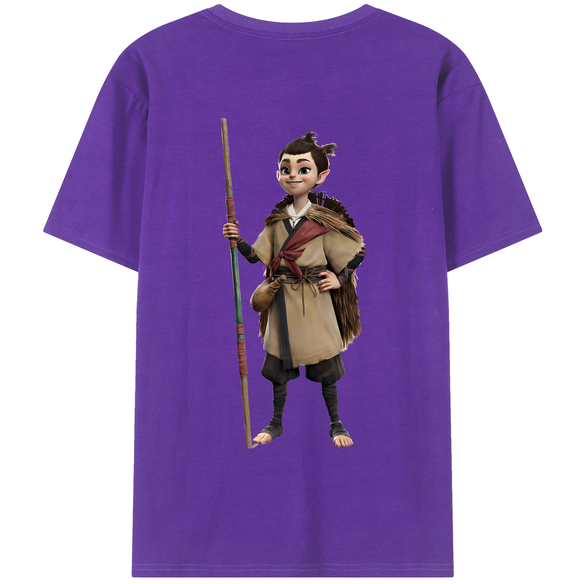 （画像用） Ne Zha 2 ナタ 魔童の大暴れ 綿100％ メンズ半袖Tシャツ（バックプリント） 通気性