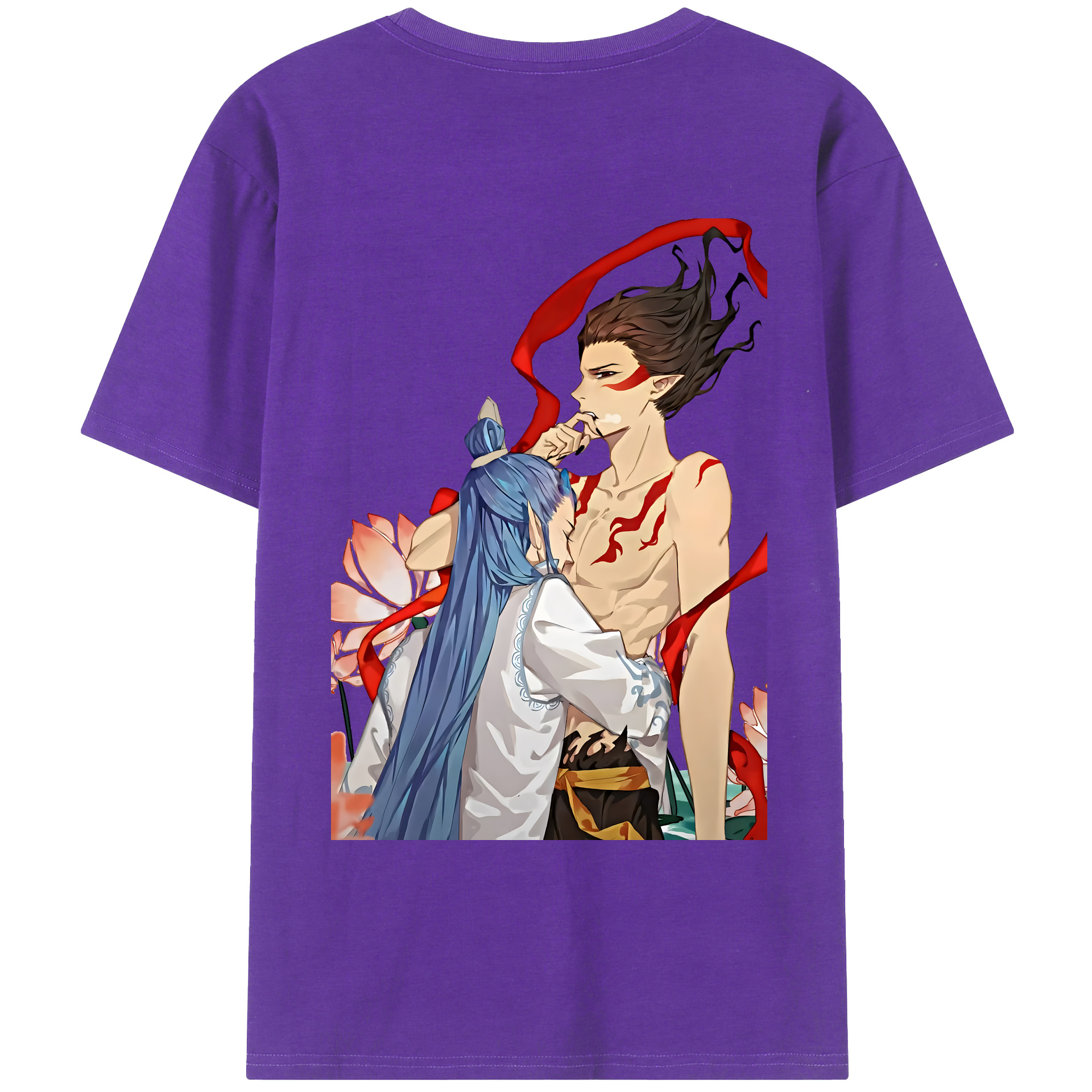 （画像用） Ne Zha 2 ナタ 魔童の大暴れ 綿100％ メンズ半袖Tシャツ（バックプリント） 通気性