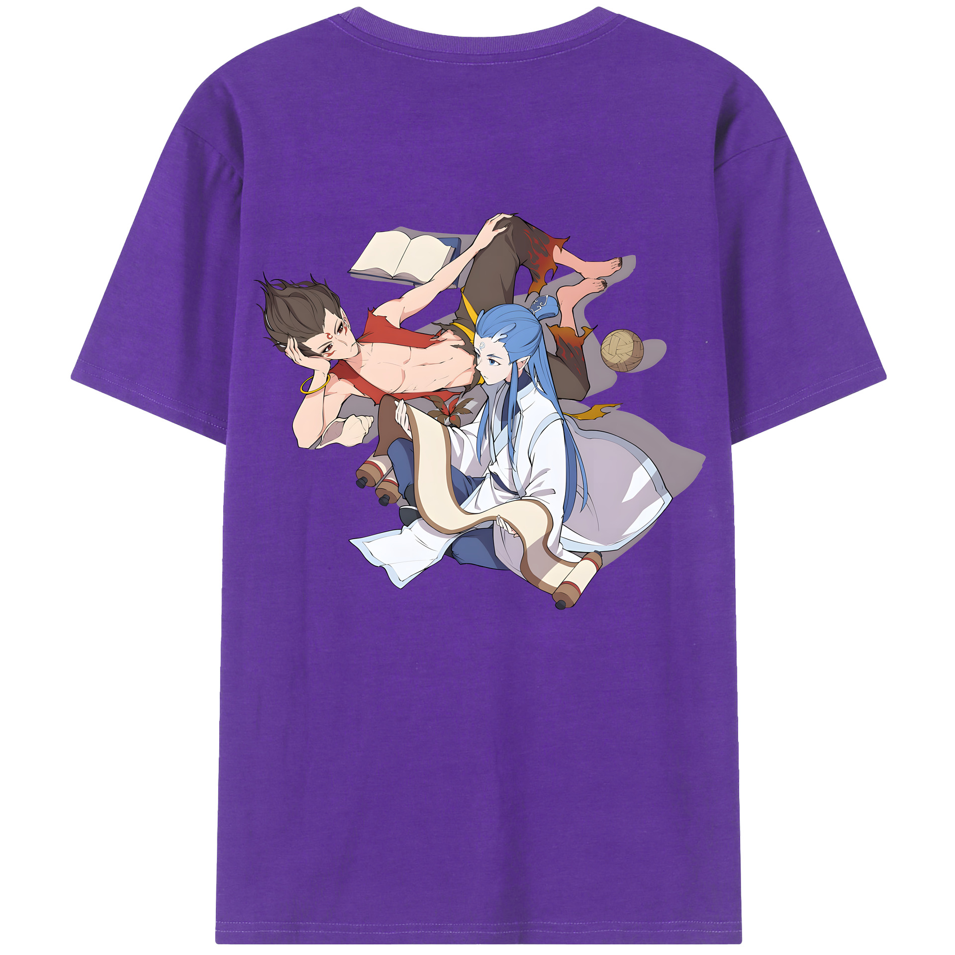 （画像用） Ne Zha 2 ナタ 魔童の大暴れ 綿100％ メンズ半袖Tシャツ（バックプリント） 通気性