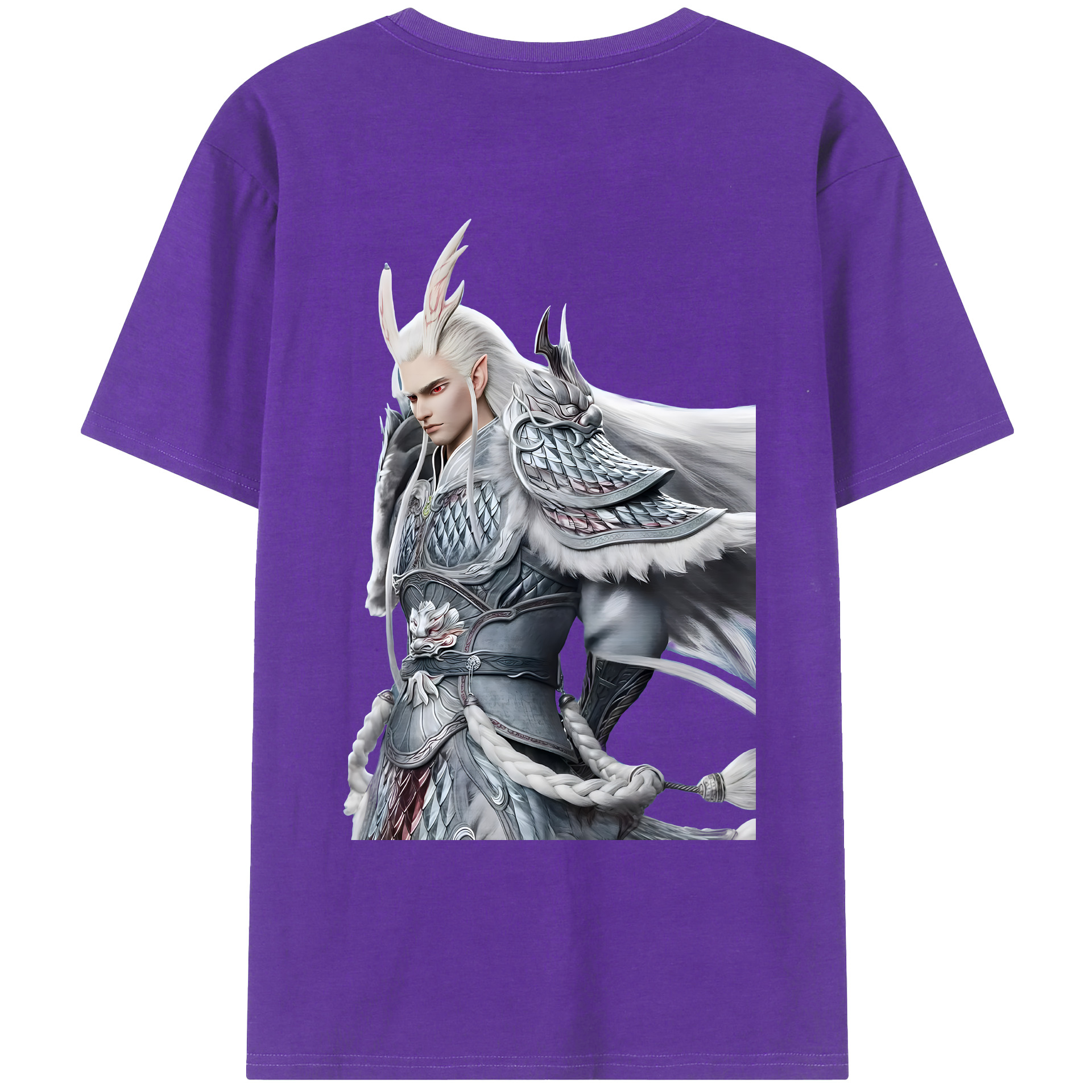（画像用） Ne Zha 2 ナタ 魔童の大暴れ 綿100％ メンズ半袖Tシャツ（バックプリント） 通気性