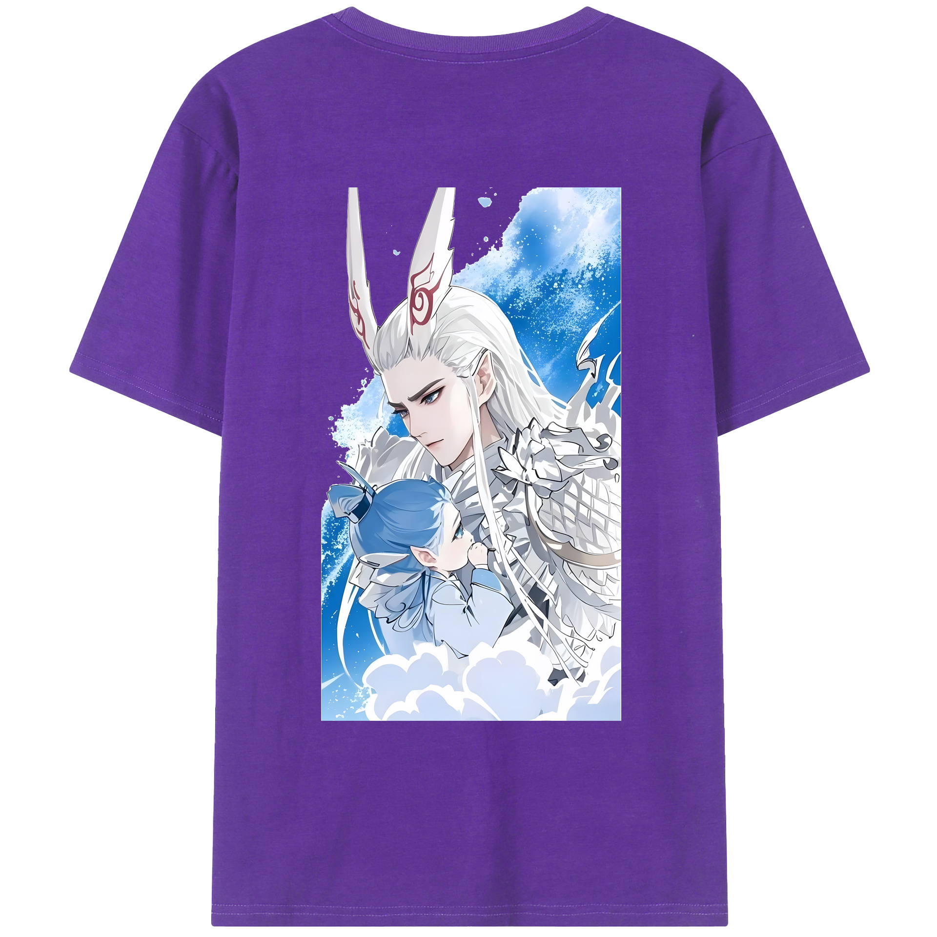 （画像用） Ne Zha 2 ナタ 魔童の大暴れ 綿100％ メンズ半袖Tシャツ（バックプリント） 通気性