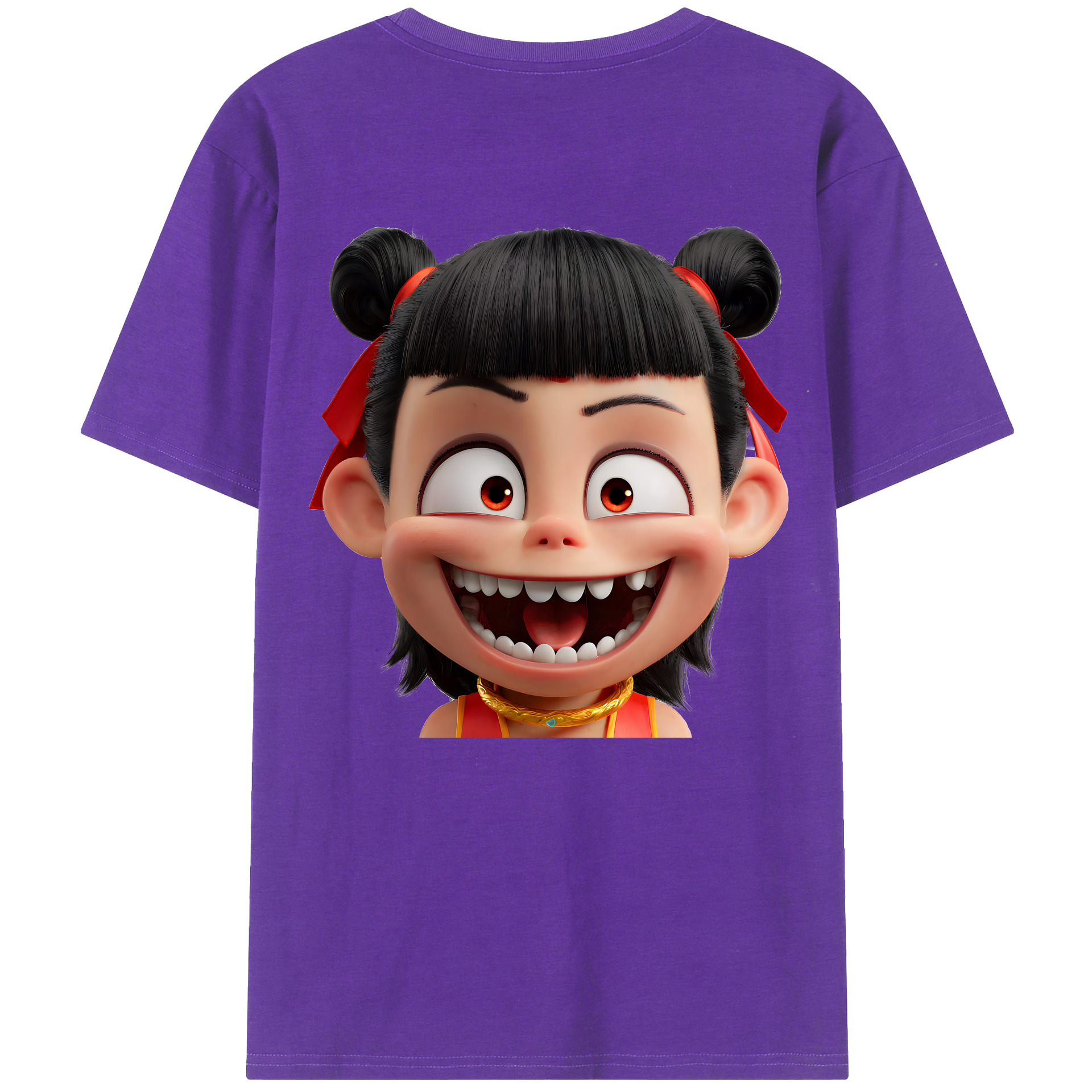 （画像用） Ne Zha 2 ナタ 魔童の大暴れ 綿100％ メンズ半袖Tシャツ（バックプリント） 通気性