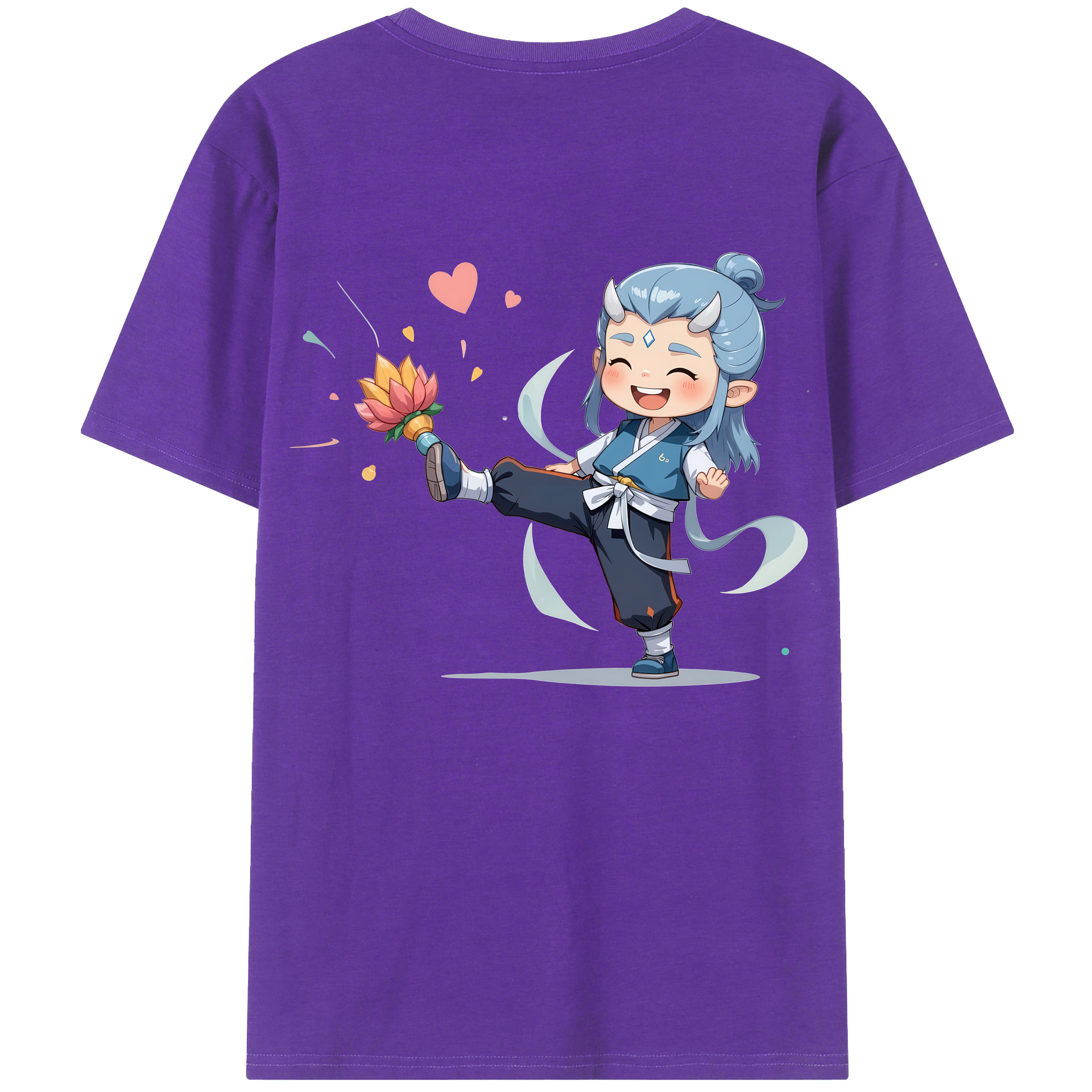 （画像用） Ne Zha 2 ナタ 魔童の大暴れ 綿100％ メンズ半袖Tシャツ（バックプリント） 通気性