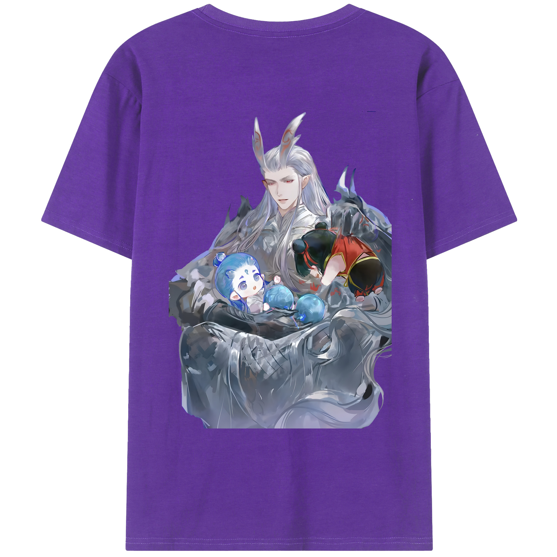 （画像用） Ne Zha 2 ナタ 魔童の大暴れ 綿100％ メンズ半袖Tシャツ（バックプリント） 通気性