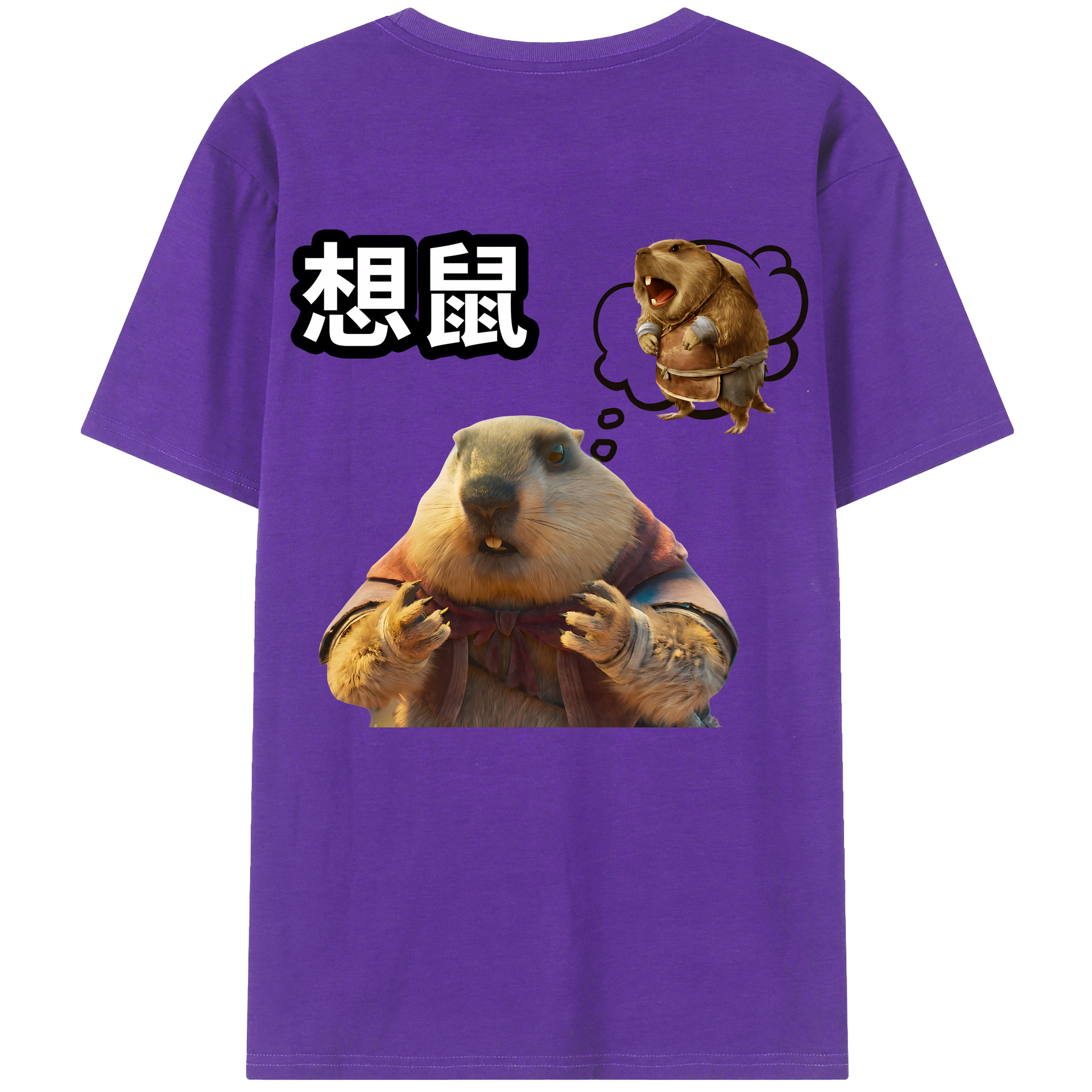 （画像用） Ne Zha 2 ナタ 魔童の大暴れ 綿100％ メンズ半袖Tシャツ（バックプリント） 通気性