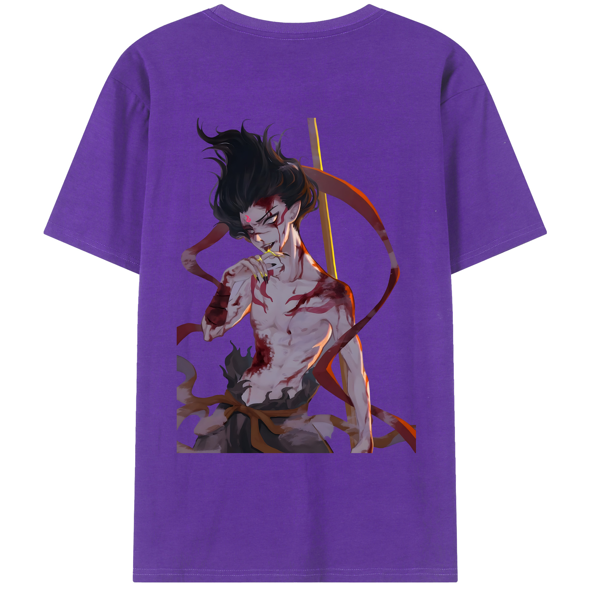 （画像用） Ne Zha 2 ナタ 魔童の大暴れ 綿100％ メンズ半袖Tシャツ（バックプリント） 通気性