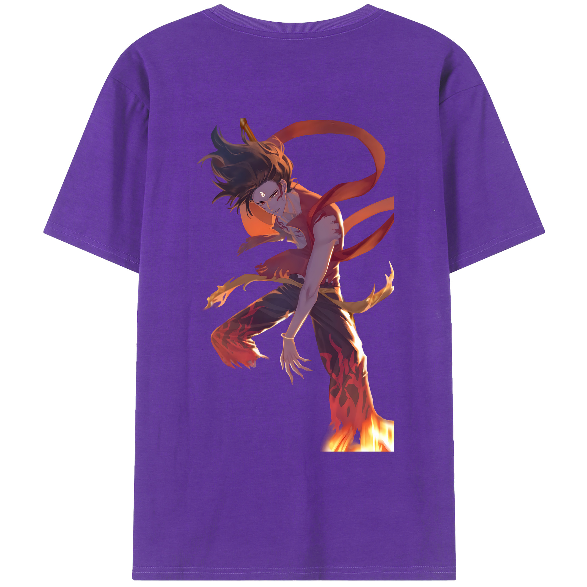 （画像用） Ne Zha 2 ナタ 魔童の大暴れ 綿100％ メンズ半袖Tシャツ（バックプリント） 通気性