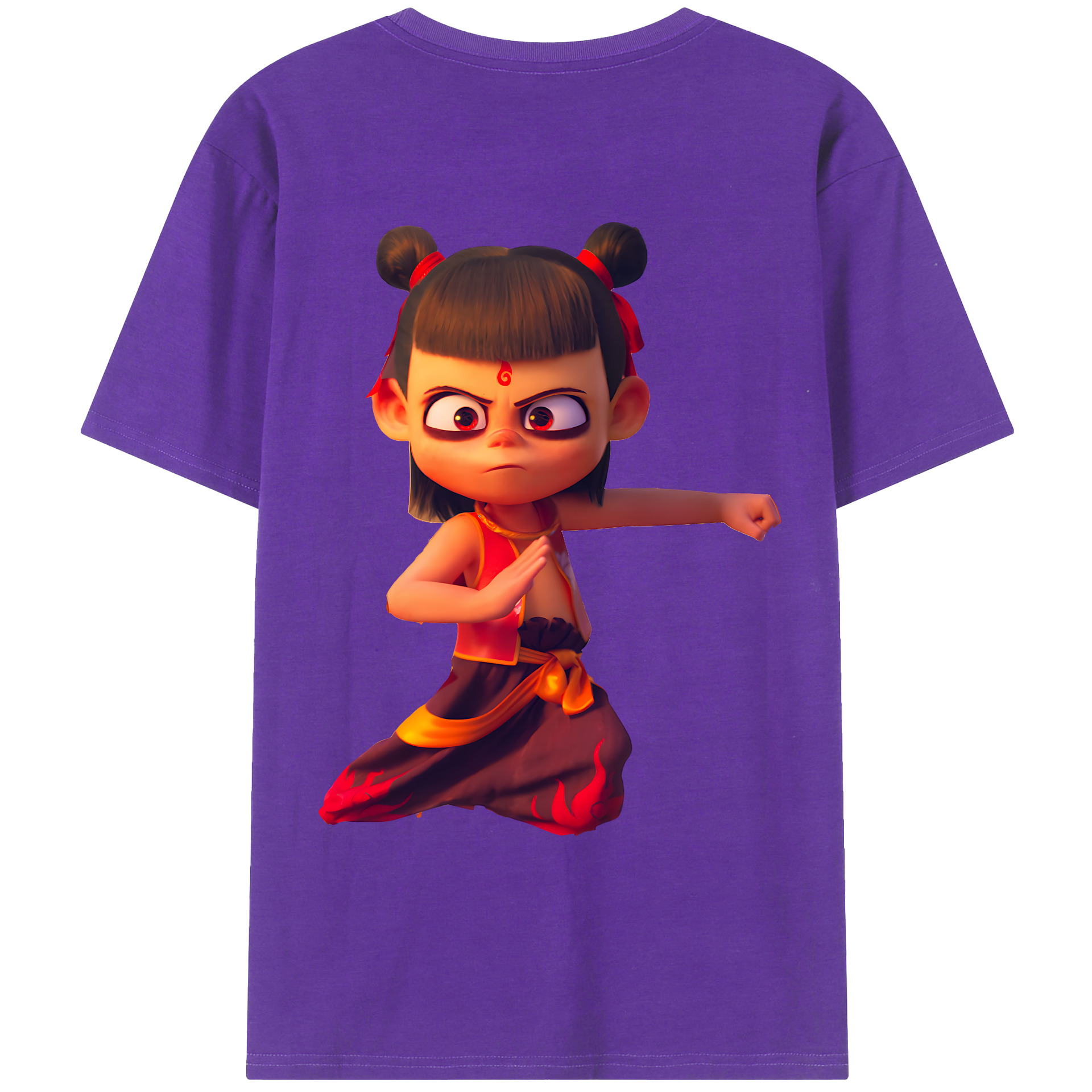 （画像用） Ne Zha 2 ナタ 魔童の大暴れ 綿100％ メンズ半袖Tシャツ（バックプリント） 通気性