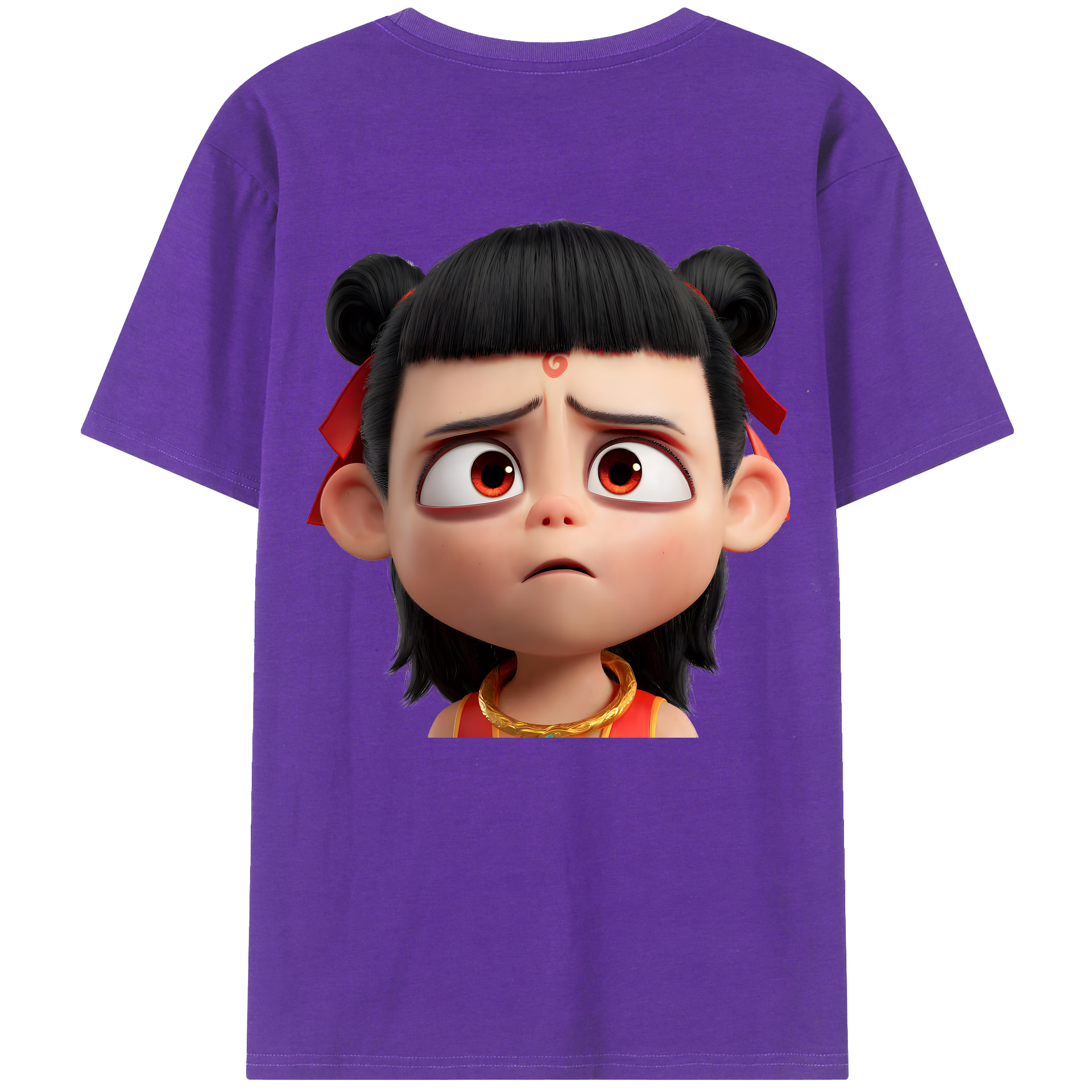 （画像用） Ne Zha 2 ナタ 魔童の大暴れ 綿100％ メンズ半袖Tシャツ（バックプリント） 通気性