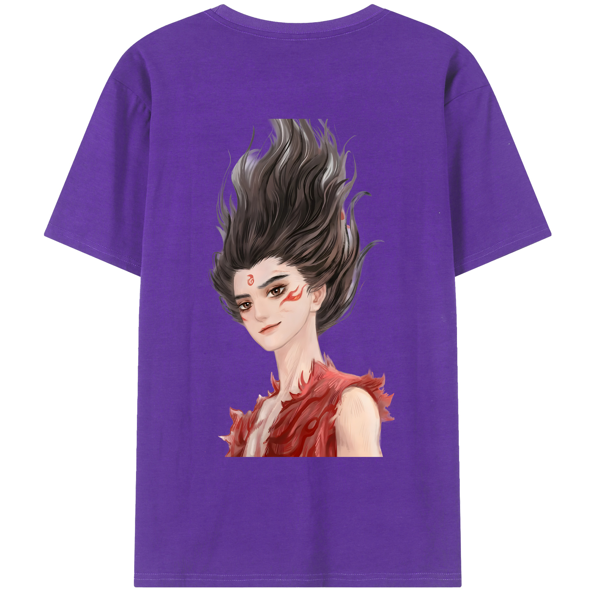 （画像用） Ne Zha 2 ナタ 魔童の大暴れ 綿100％ メンズ半袖Tシャツ（バックプリント） 通気性