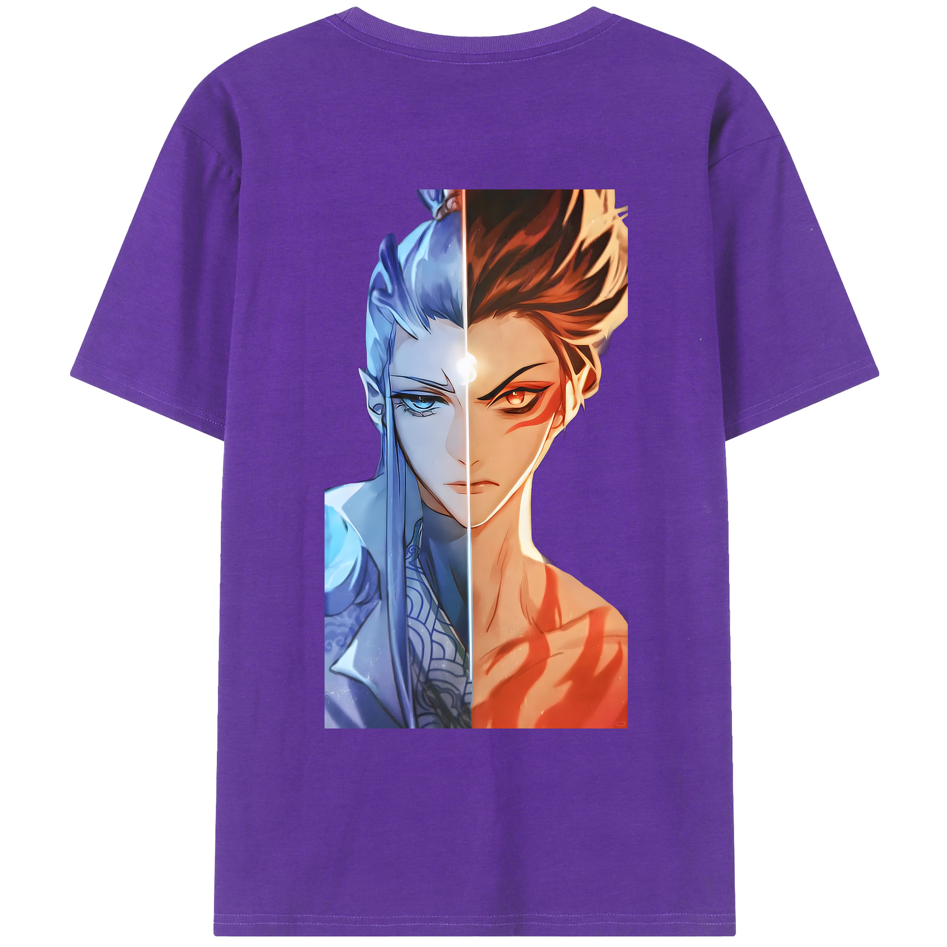 （画像用） Ne Zha 2 ナタ 魔童の大暴れ 綿100％ メンズ半袖Tシャツ（バックプリント） 通気性