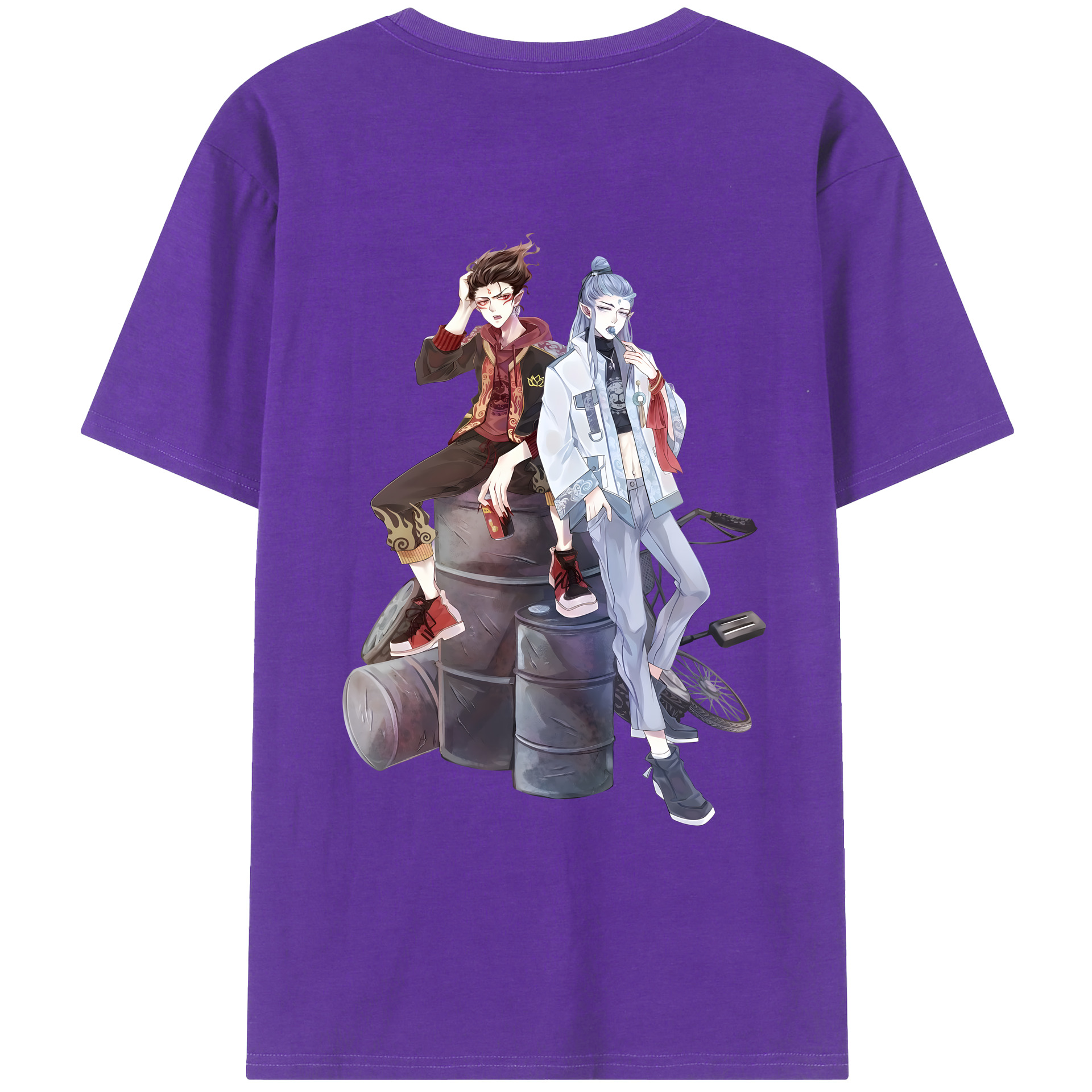（画像用） Ne Zha 2 ナタ 魔童の大暴れ 綿100％ メンズ半袖Tシャツ（バックプリント） 通気性