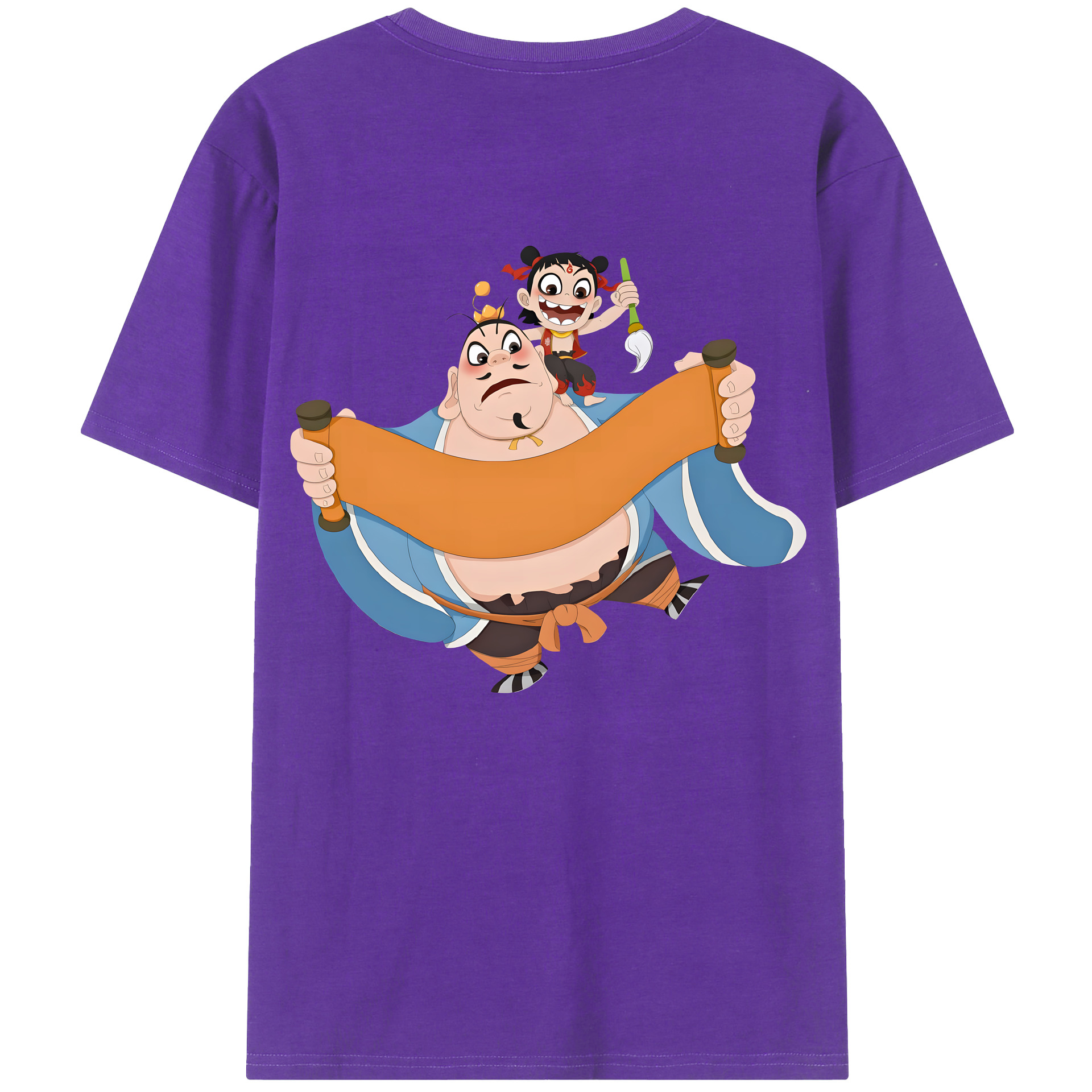 （画像用） Ne Zha 2 ナタ 魔童の大暴れ 綿100％ メンズ半袖Tシャツ（バックプリント） 通気性