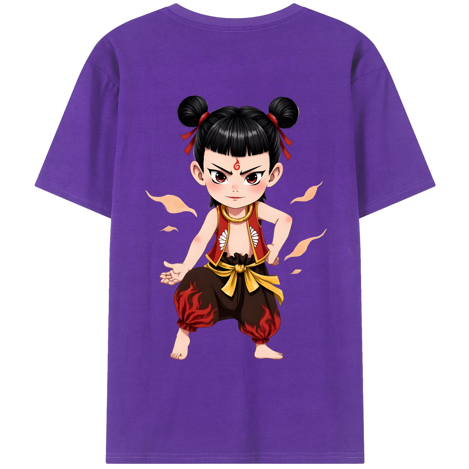 （画像用） Ne Zha 2 ナタ 魔童の大暴れ 綿100％ メンズ半袖Tシャツ（バックプリント） 通気性