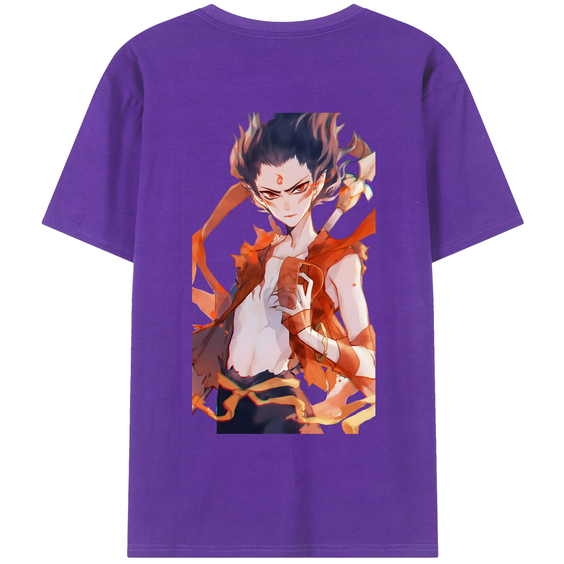 （画像用） Ne Zha 2 ナタ 魔童の大暴れ 綿100％ メンズ半袖Tシャツ（バックプリント） 通気性