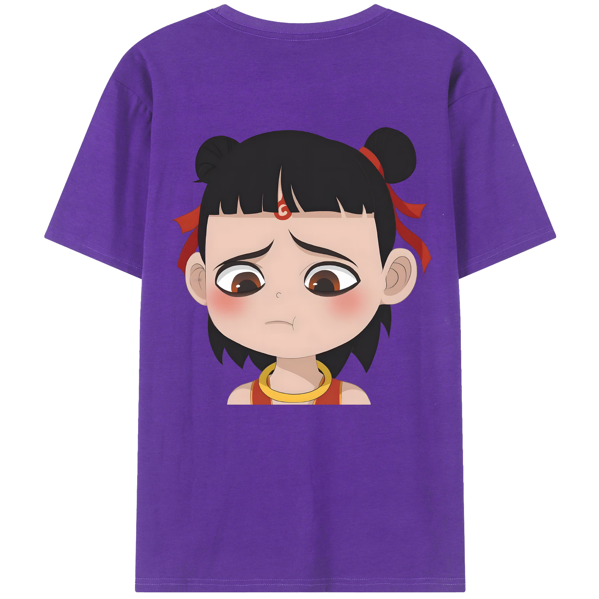（画像用） Ne Zha 2 ナタ 魔童の大暴れ 綿100％ メンズ半袖Tシャツ（バックプリント） 通気性