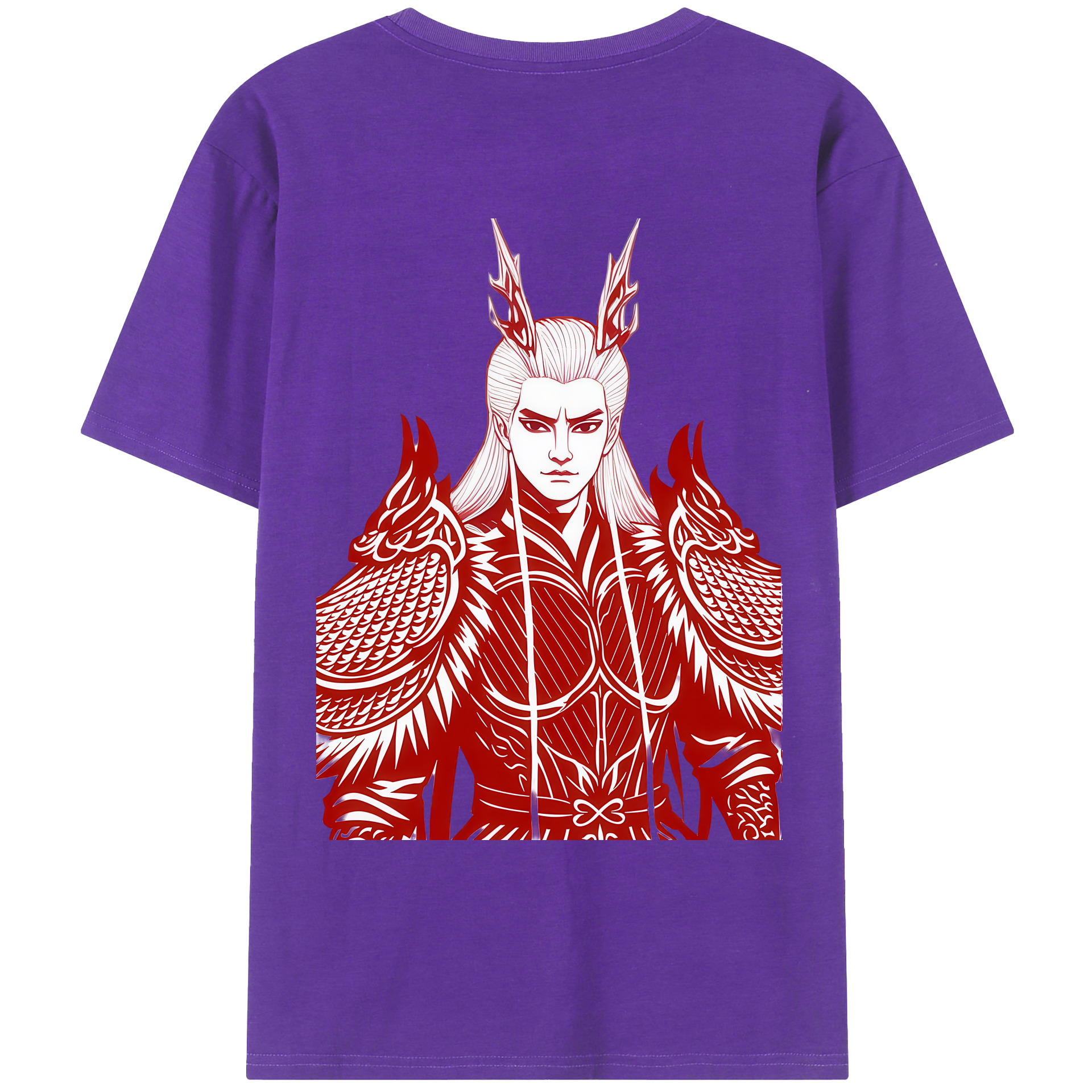 （画像用） Ne Zha 2 ナタ 魔童の大暴れ 綿100％ メンズ半袖Tシャツ（バックプリント） 通気性