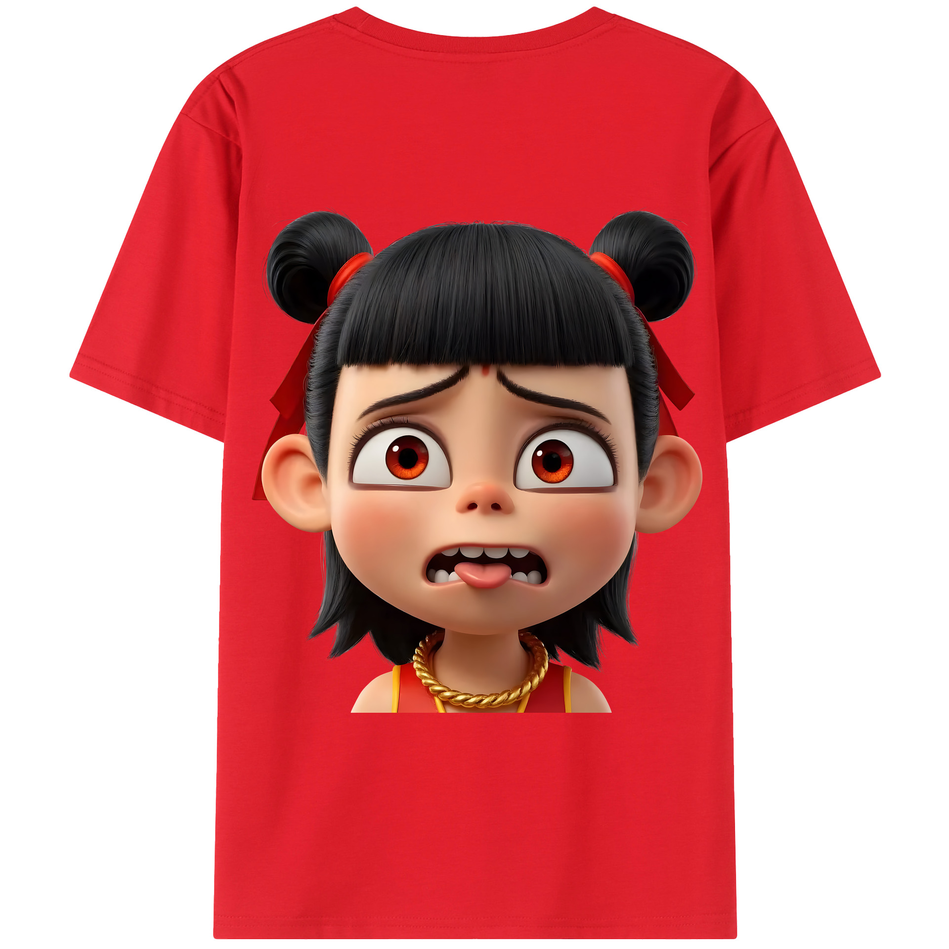 （画像用） Ne Zha 2 ナタ 魔童の大暴れ 綿100％ メンズ半袖Tシャツ（バックプリント） 通気性