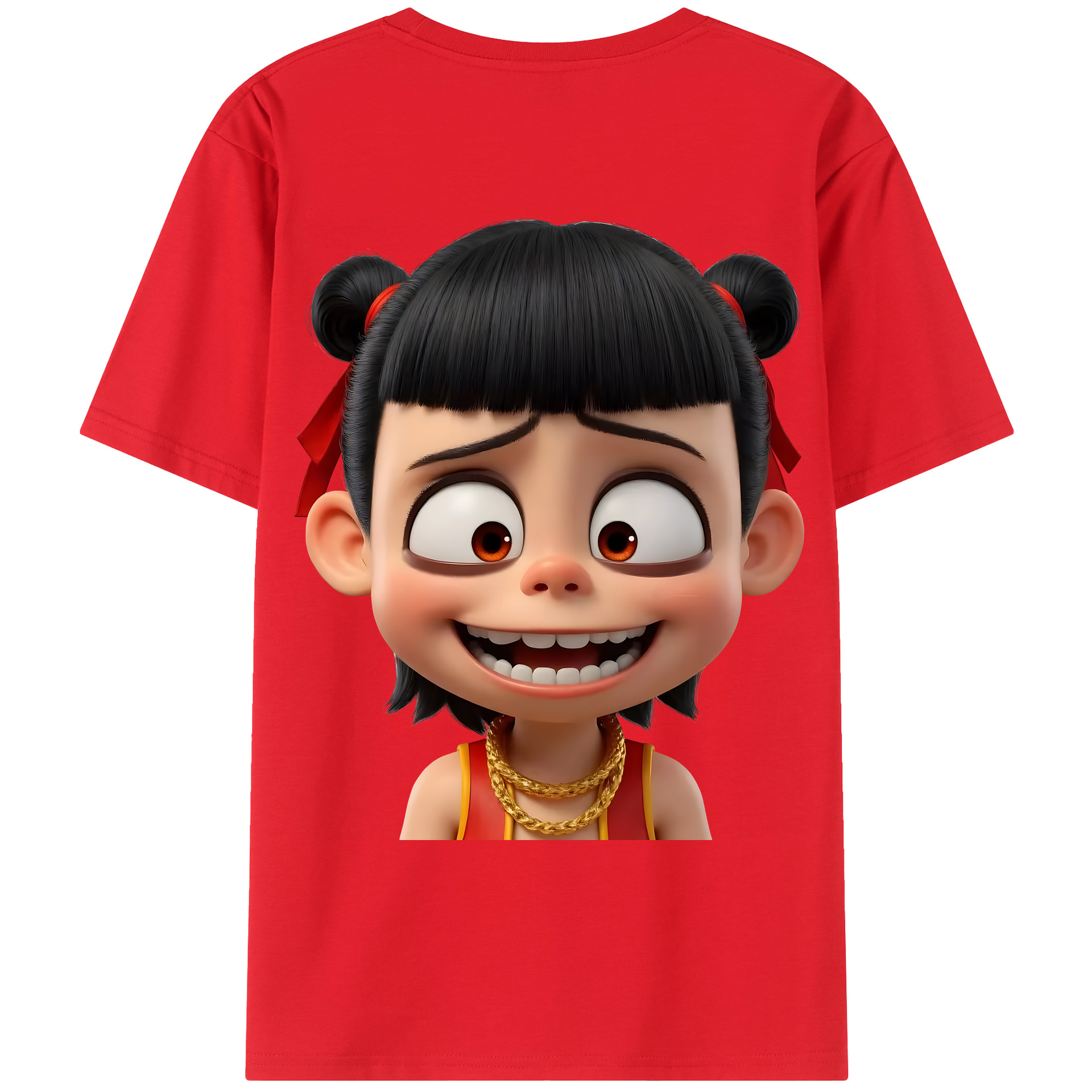 （画像用） Ne Zha 2 ナタ 魔童の大暴れ 綿100％ メンズ半袖Tシャツ（バックプリント） 通気性