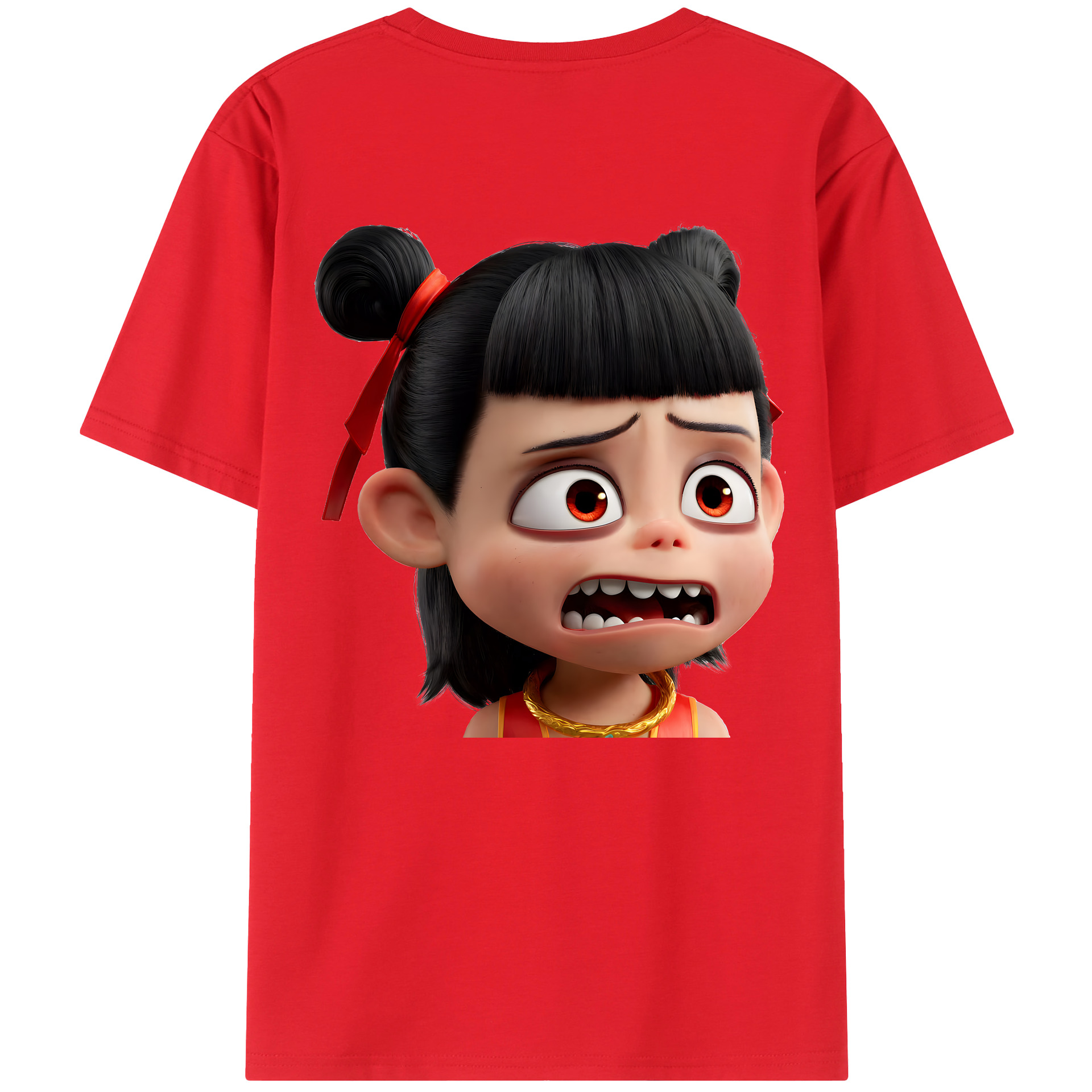 （画像用） Ne Zha 2 ナタ 魔童の大暴れ 綿100％ メンズ半袖Tシャツ（バックプリント） 通気性