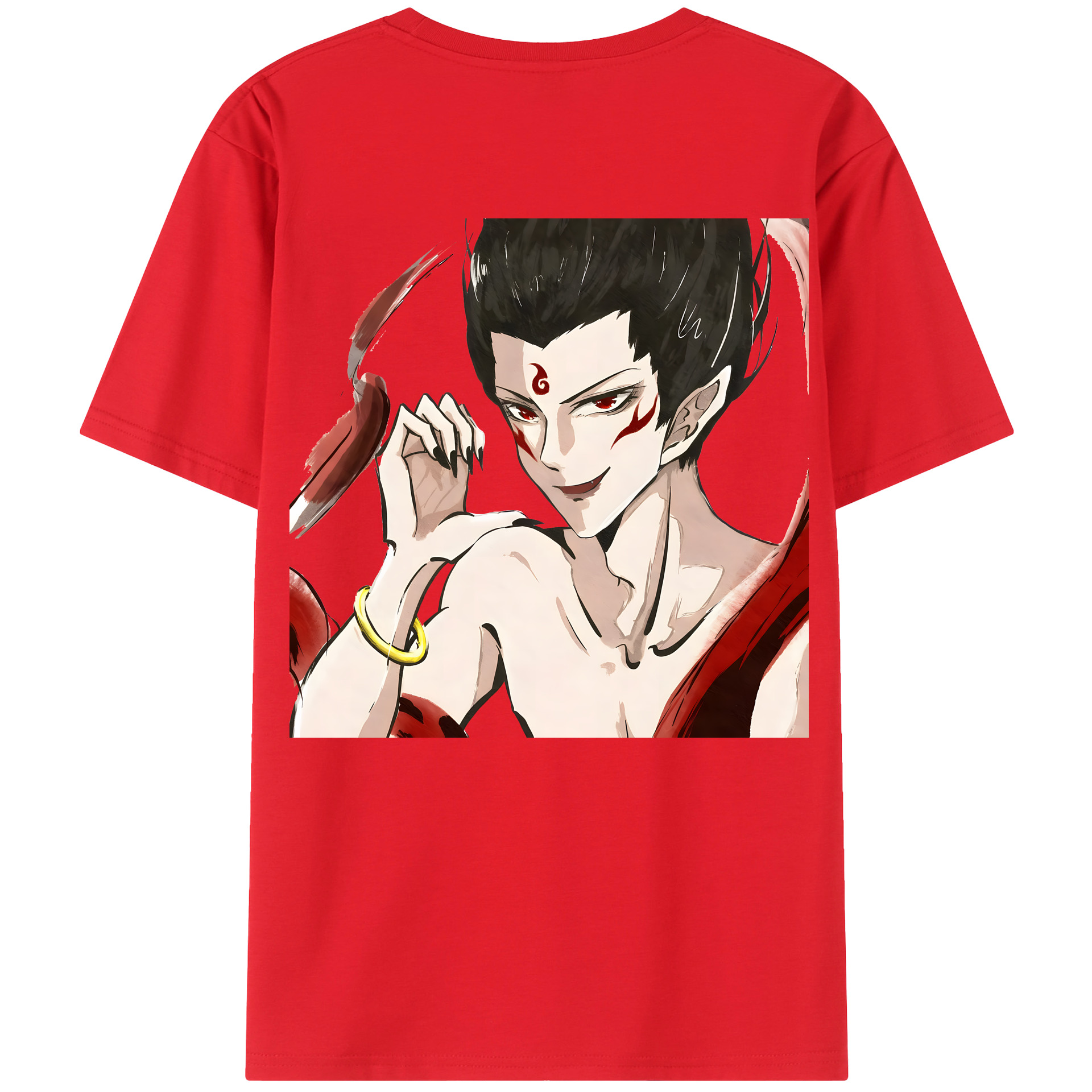 （画像用） Ne Zha 2 ナタ 魔童の大暴れ 綿100％ メンズ半袖Tシャツ（バックプリント） 通気性