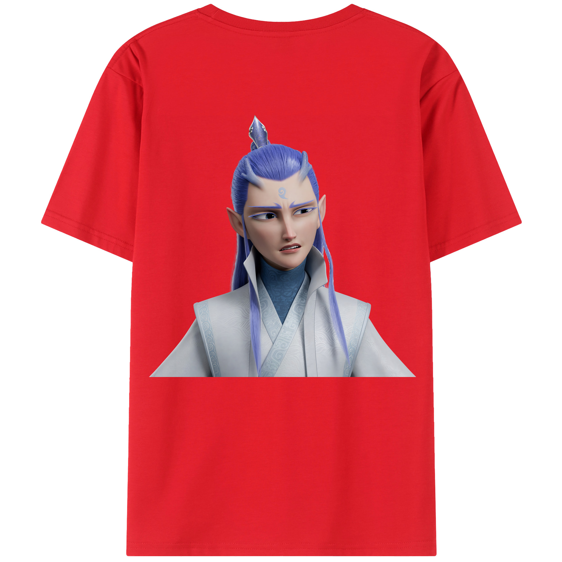 （画像用） Ne Zha 2 ナタ 魔童の大暴れ 綿100％ メンズ半袖Tシャツ（バックプリント） 通気性