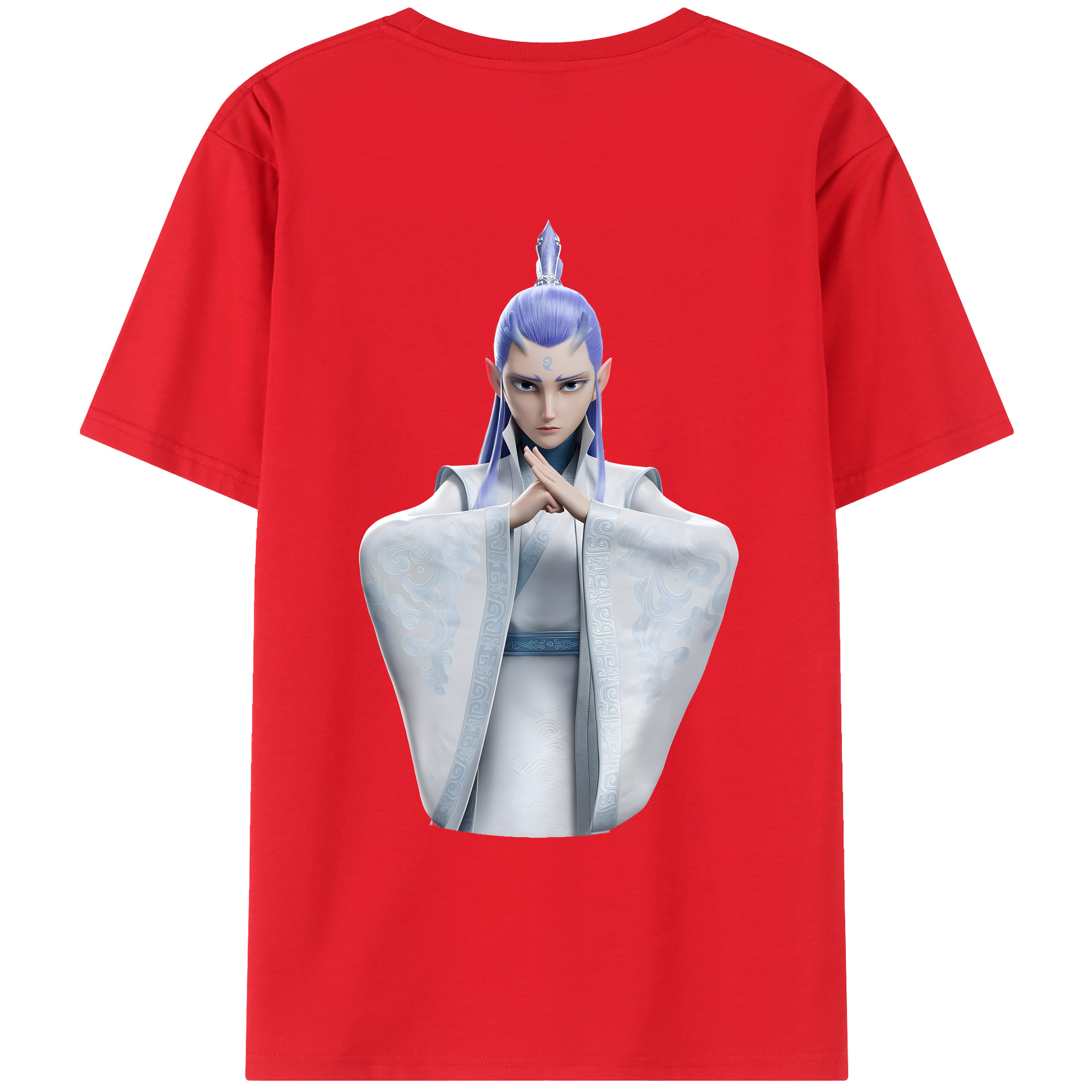 （画像用） Ne Zha 2 ナタ 魔童の大暴れ 綿100％ メンズ半袖Tシャツ（バックプリント） 通気性