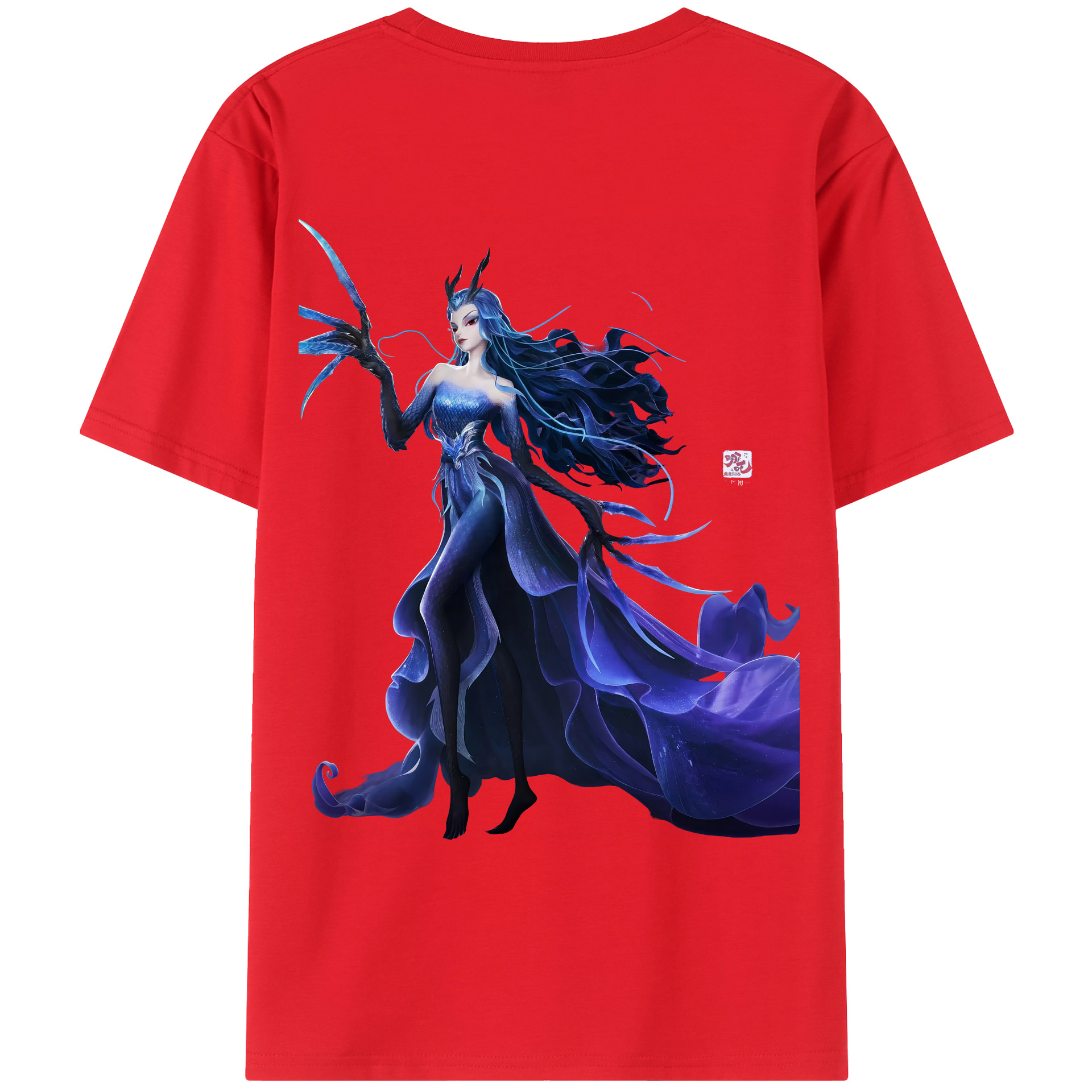 （画像用） Ne Zha 2 ナタ 魔童の大暴れ 綿100％ メンズ半袖Tシャツ（バックプリント） 通気性