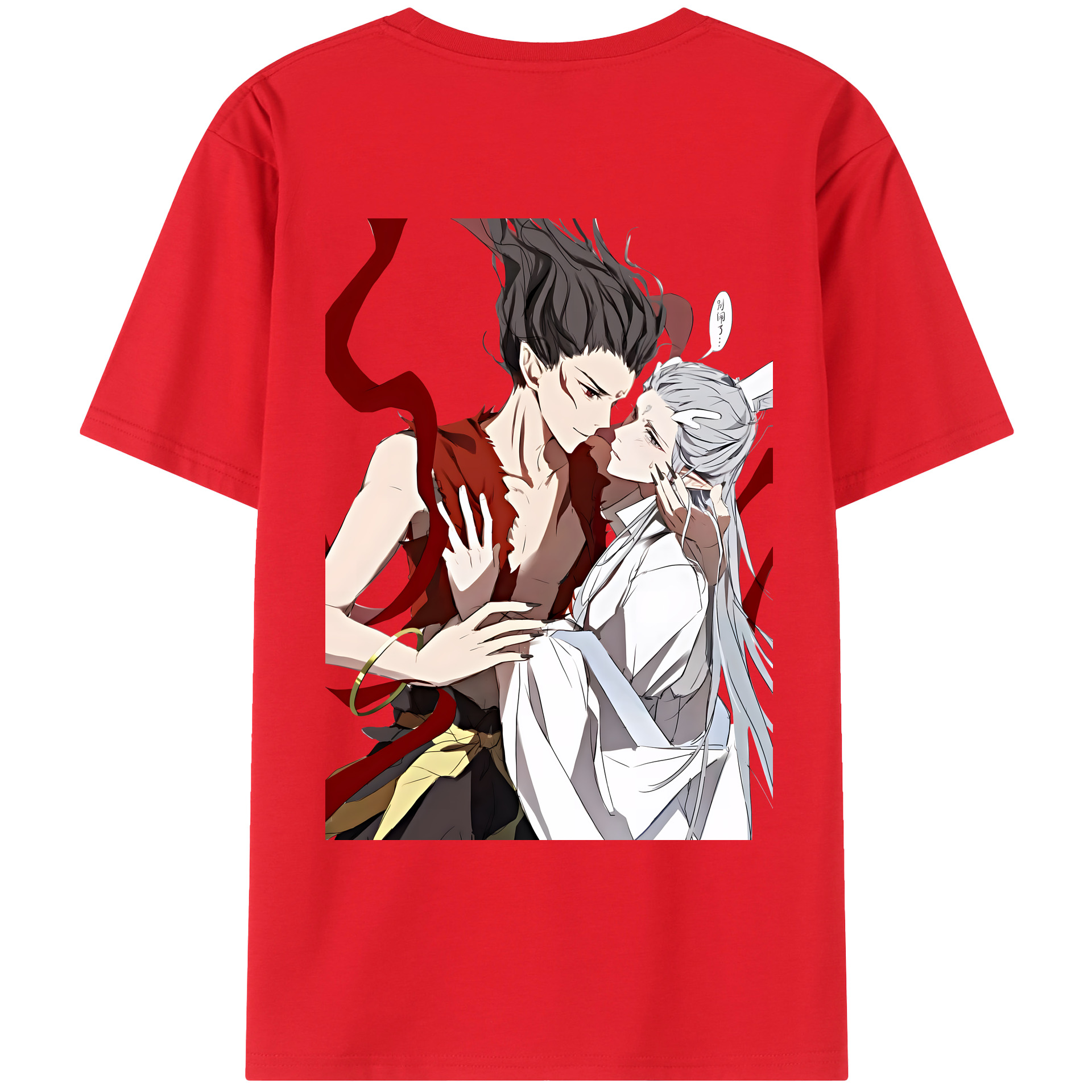 （画像用） Ne Zha 2 ナタ 魔童の大暴れ 綿100％ メンズ半袖Tシャツ（バックプリント） 通気性
