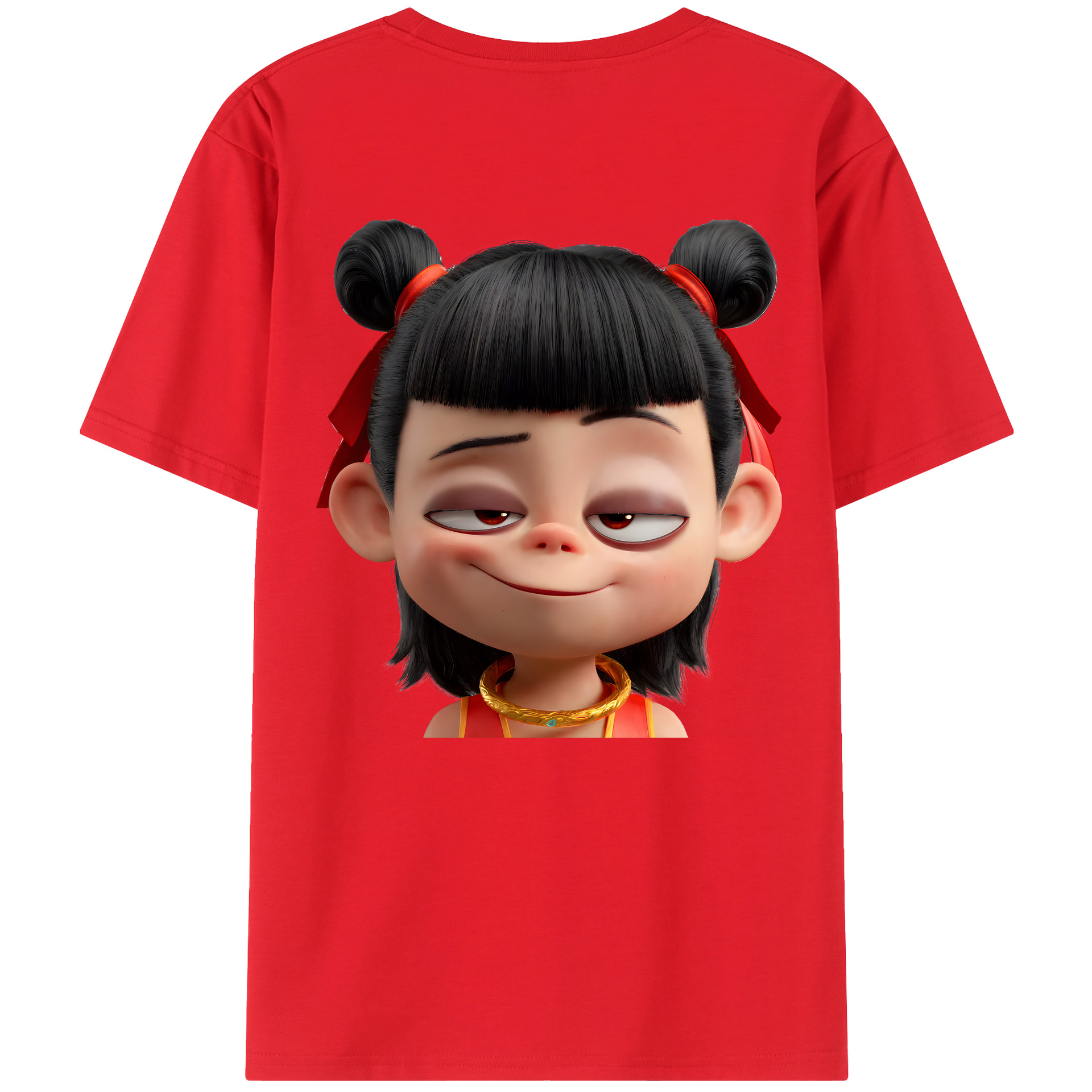 （画像用） Ne Zha 2 ナタ 魔童の大暴れ 綿100％ メンズ半袖Tシャツ（バックプリント） 通気性