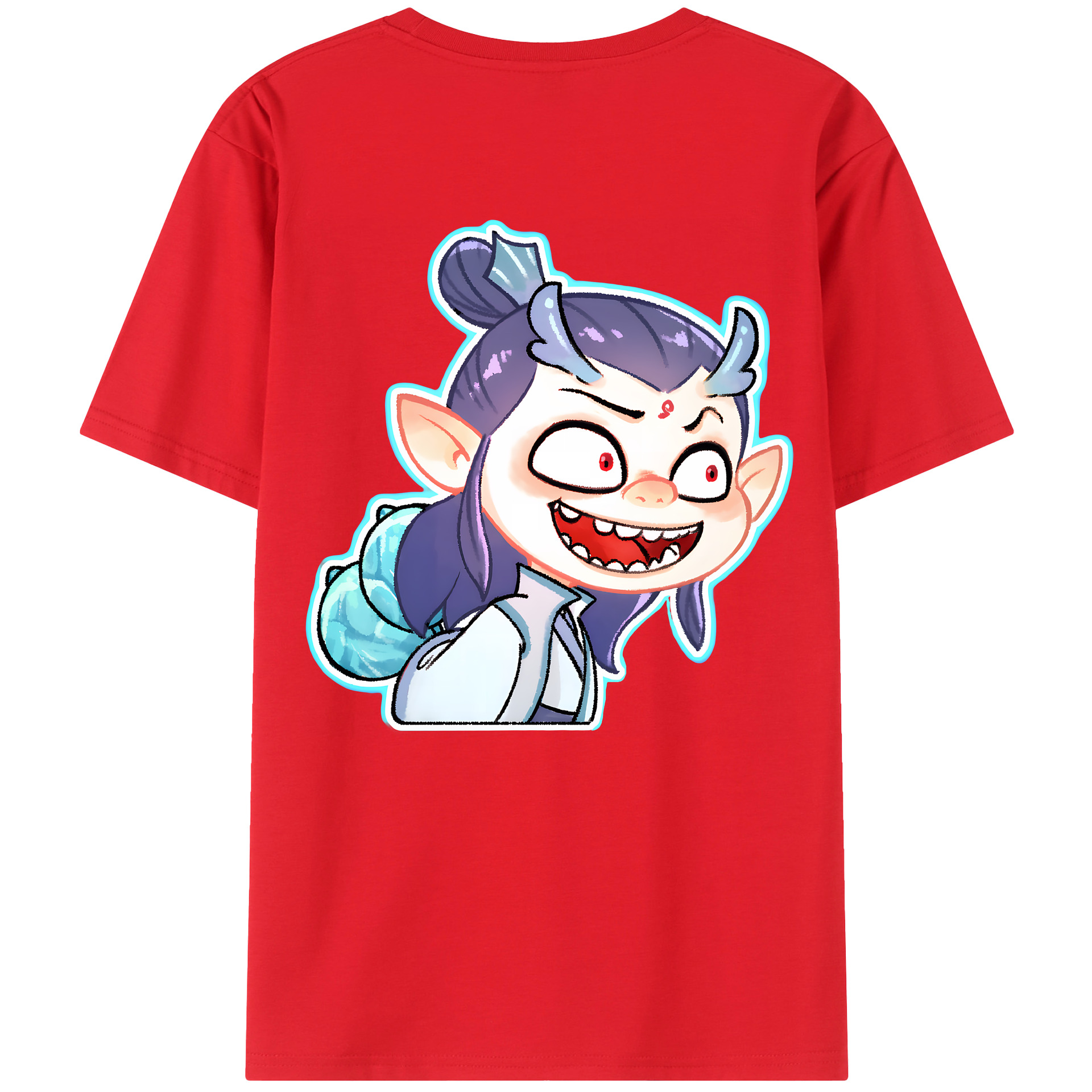（画像用） Ne Zha 2 ナタ 魔童の大暴れ 綿100％ メンズ半袖Tシャツ（バックプリント） 通気性