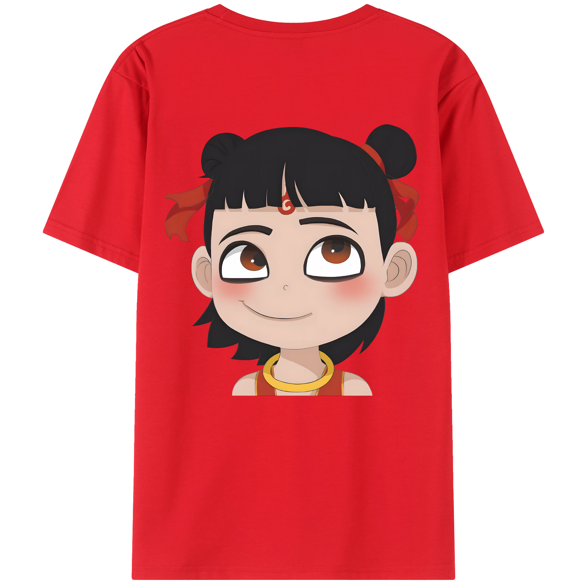 （画像用） Ne Zha 2 ナタ 魔童の大暴れ 綿100％ メンズ半袖Tシャツ（バックプリント） 通気性