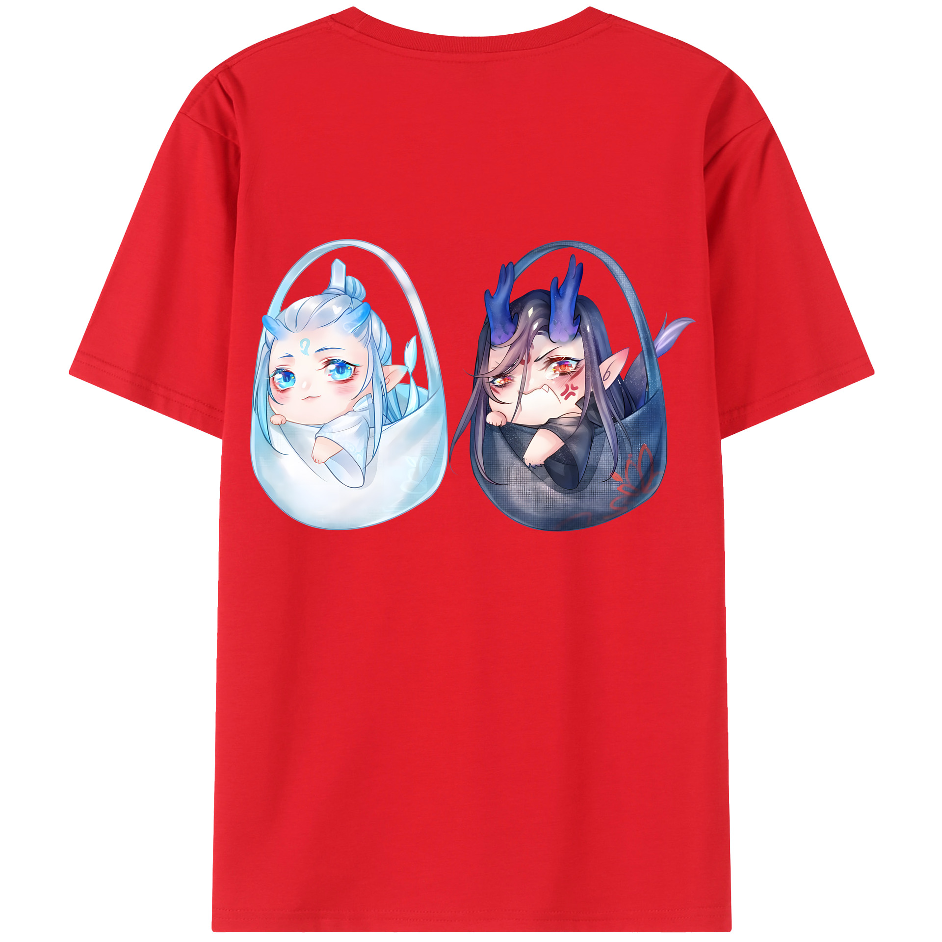 （画像用） Ne Zha 2 ナタ 魔童の大暴れ 綿100％ メンズ半袖Tシャツ（バックプリント） 通気性