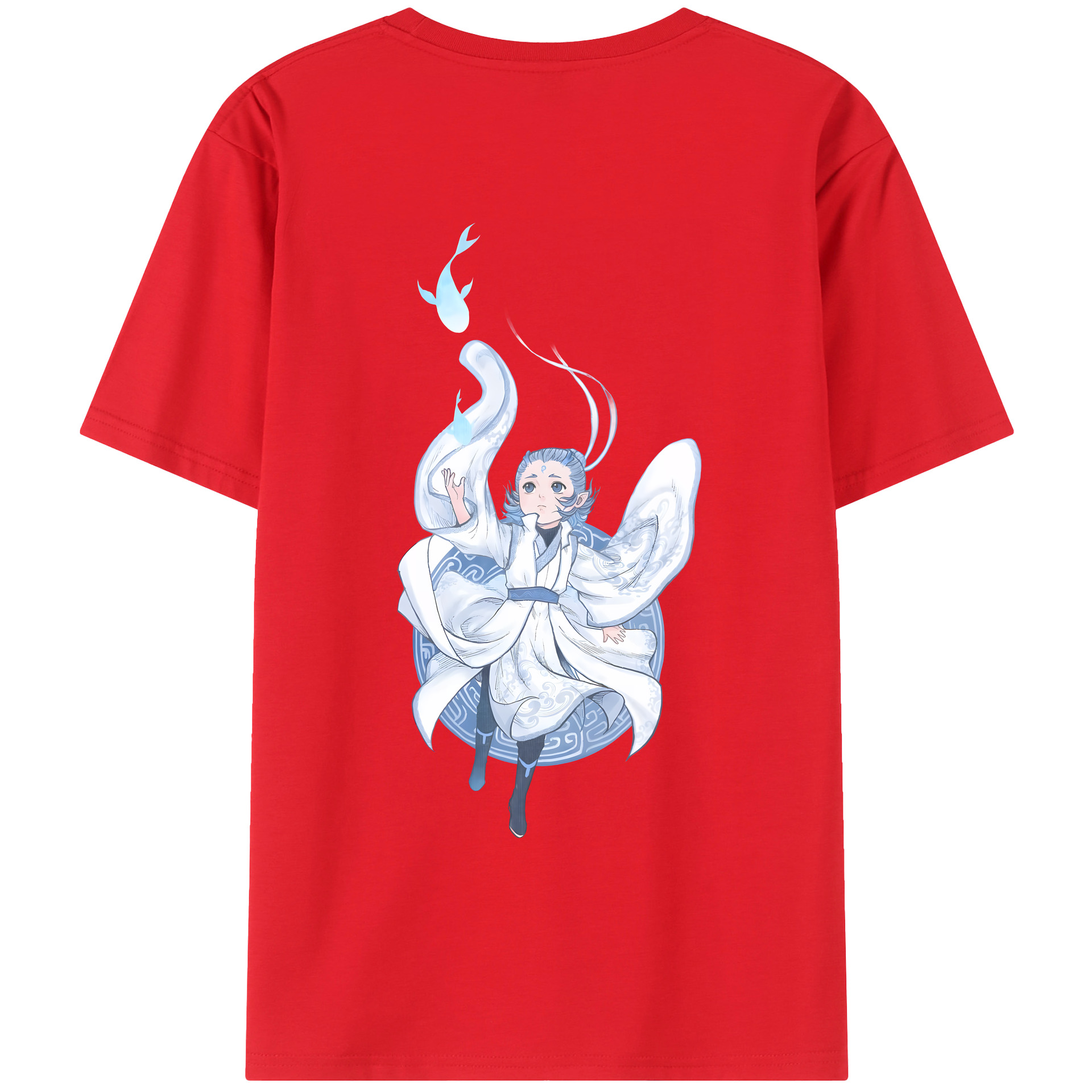 （画像用） Ne Zha 2 ナタ 魔童の大暴れ 綿100％ メンズ半袖Tシャツ（バックプリント） 通気性
