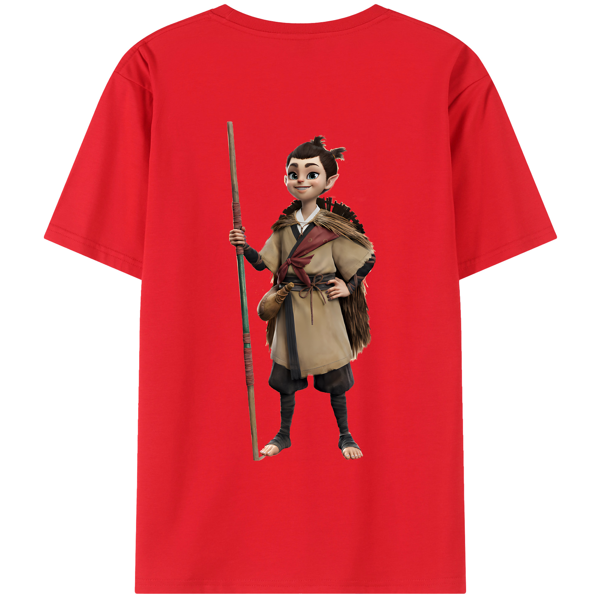 （画像用） Ne Zha 2 ナタ 魔童の大暴れ 綿100％ メンズ半袖Tシャツ（バックプリント） 通気性