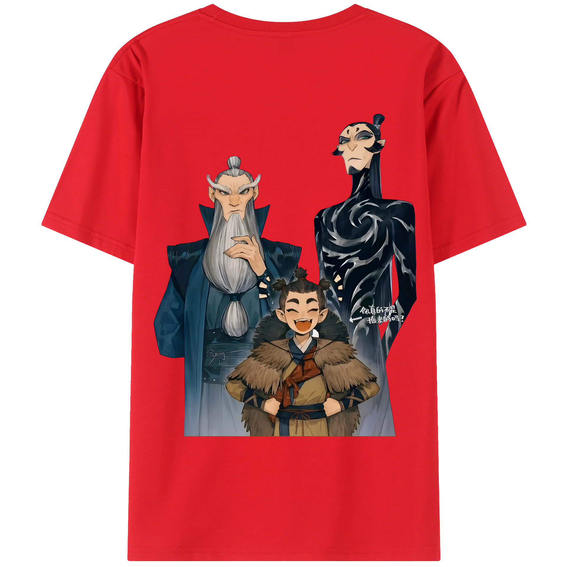（画像用） Ne Zha 2 ナタ 魔童の大暴れ 綿100％ メンズ半袖Tシャツ（バックプリント） 通気性