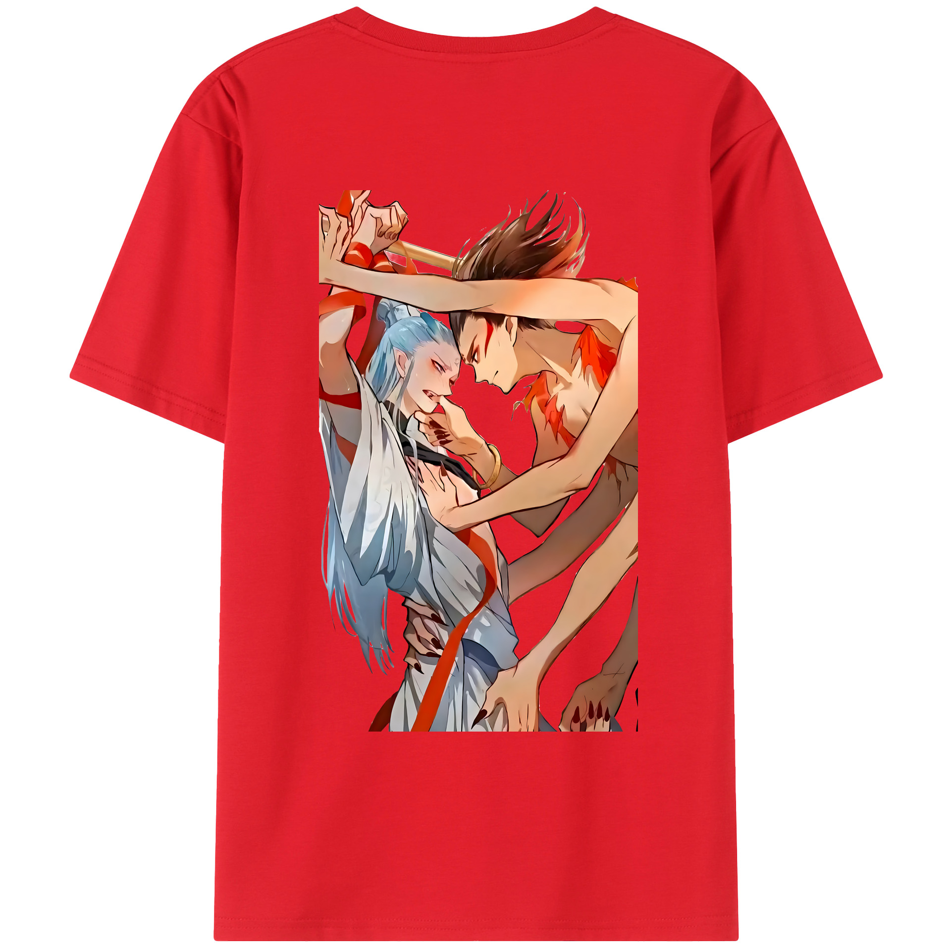 （画像用） Ne Zha 2 ナタ 魔童の大暴れ 綿100％ メンズ半袖Tシャツ（バックプリント） 通気性