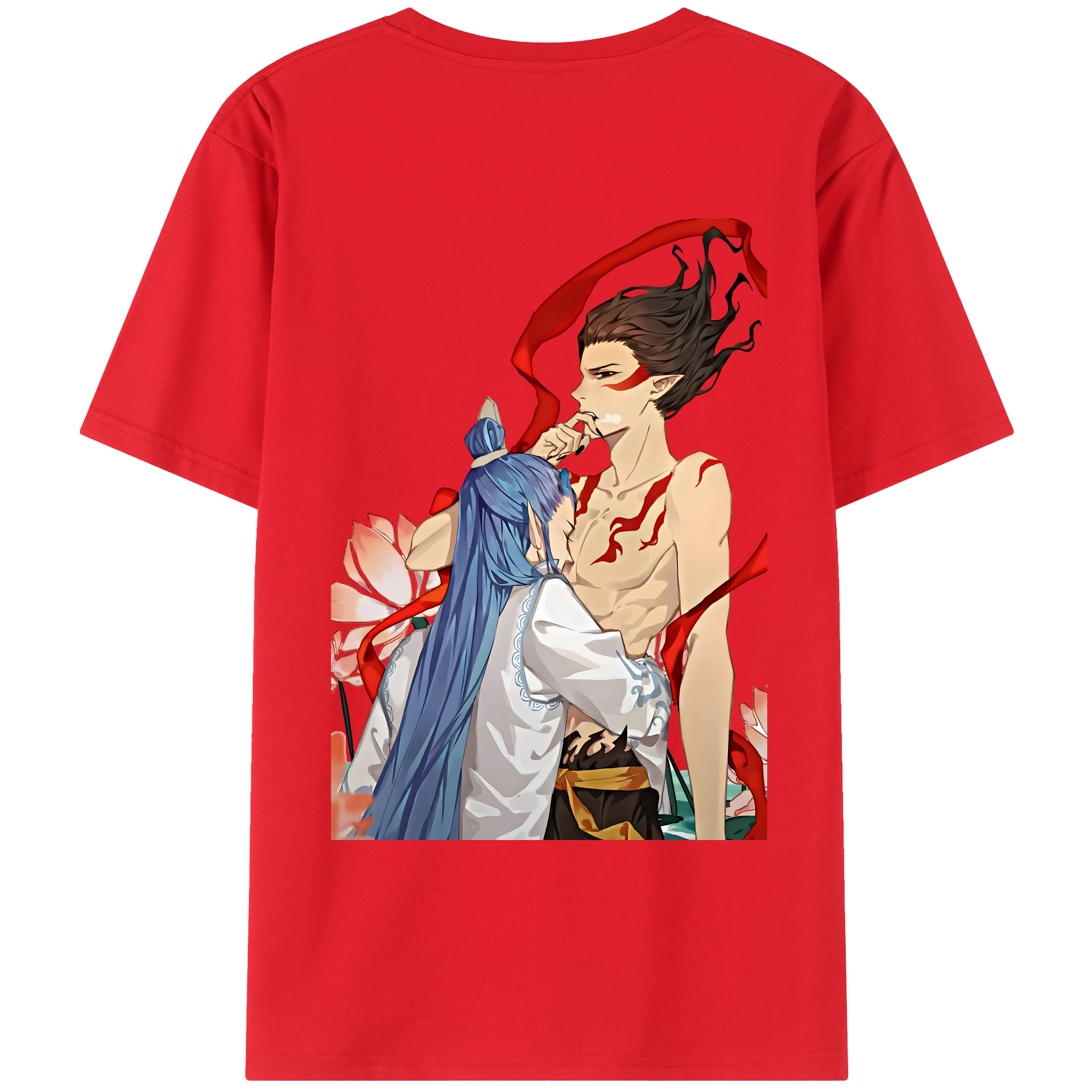 （画像用） Ne Zha 2 ナタ 魔童の大暴れ 綿100％ メンズ半袖Tシャツ（バックプリント） 通気性