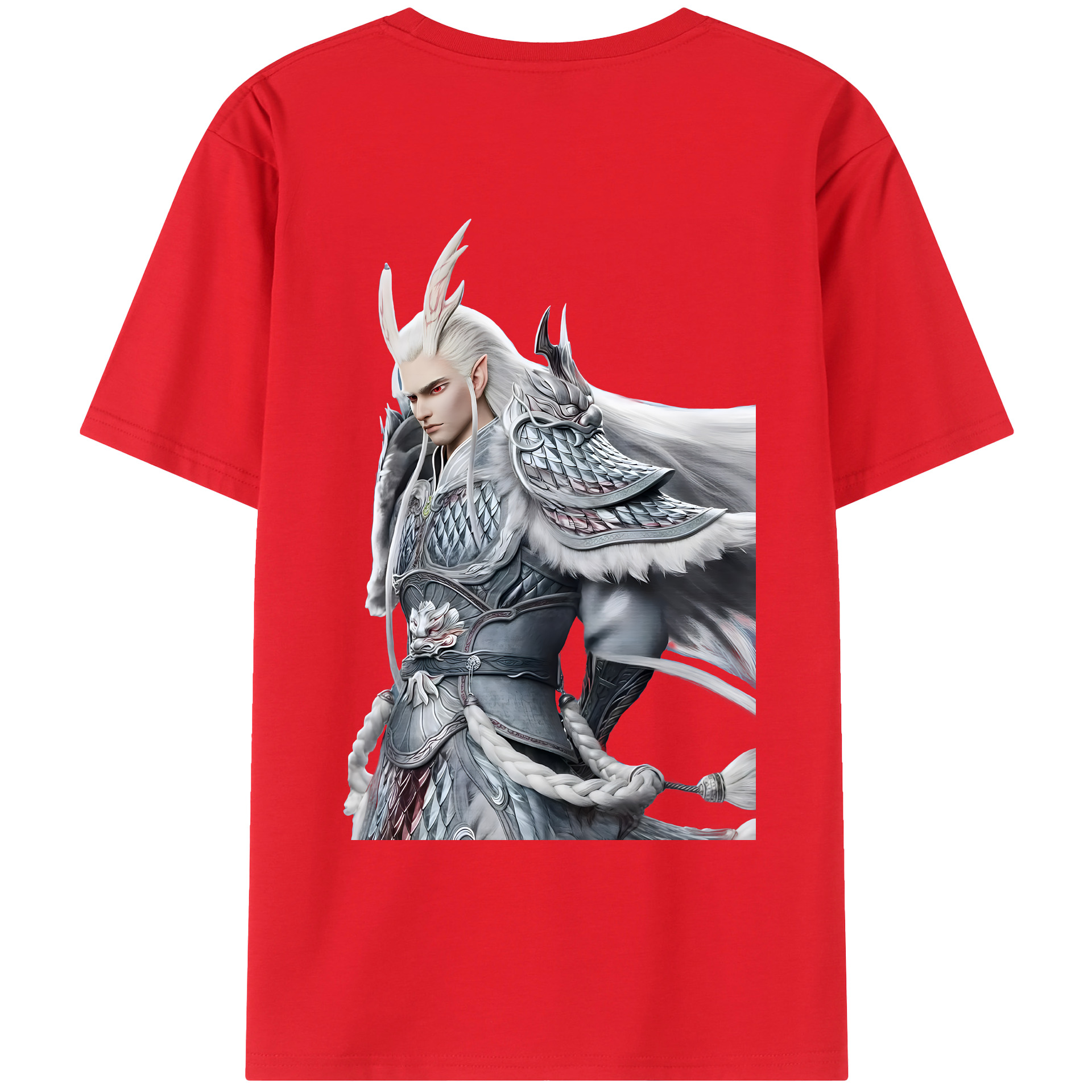 （画像用） Ne Zha 2 ナタ 魔童の大暴れ 綿100％ メンズ半袖Tシャツ（バックプリント） 通気性