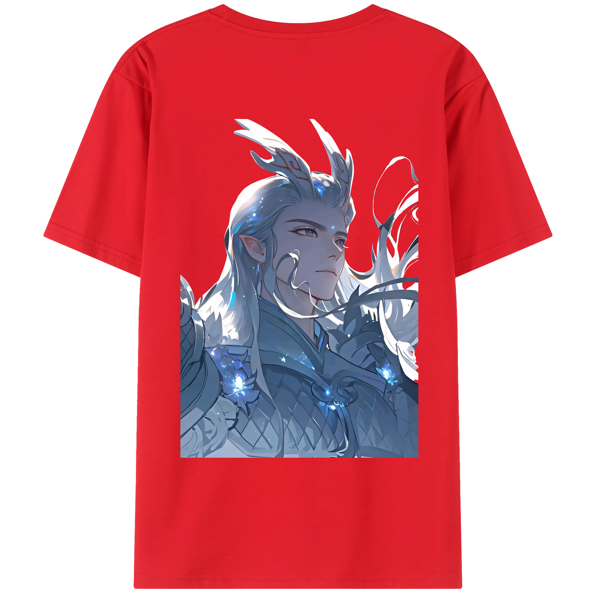 （画像用） Ne Zha 2 ナタ 魔童の大暴れ 綿100％ メンズ半袖Tシャツ（バックプリント） 通気性