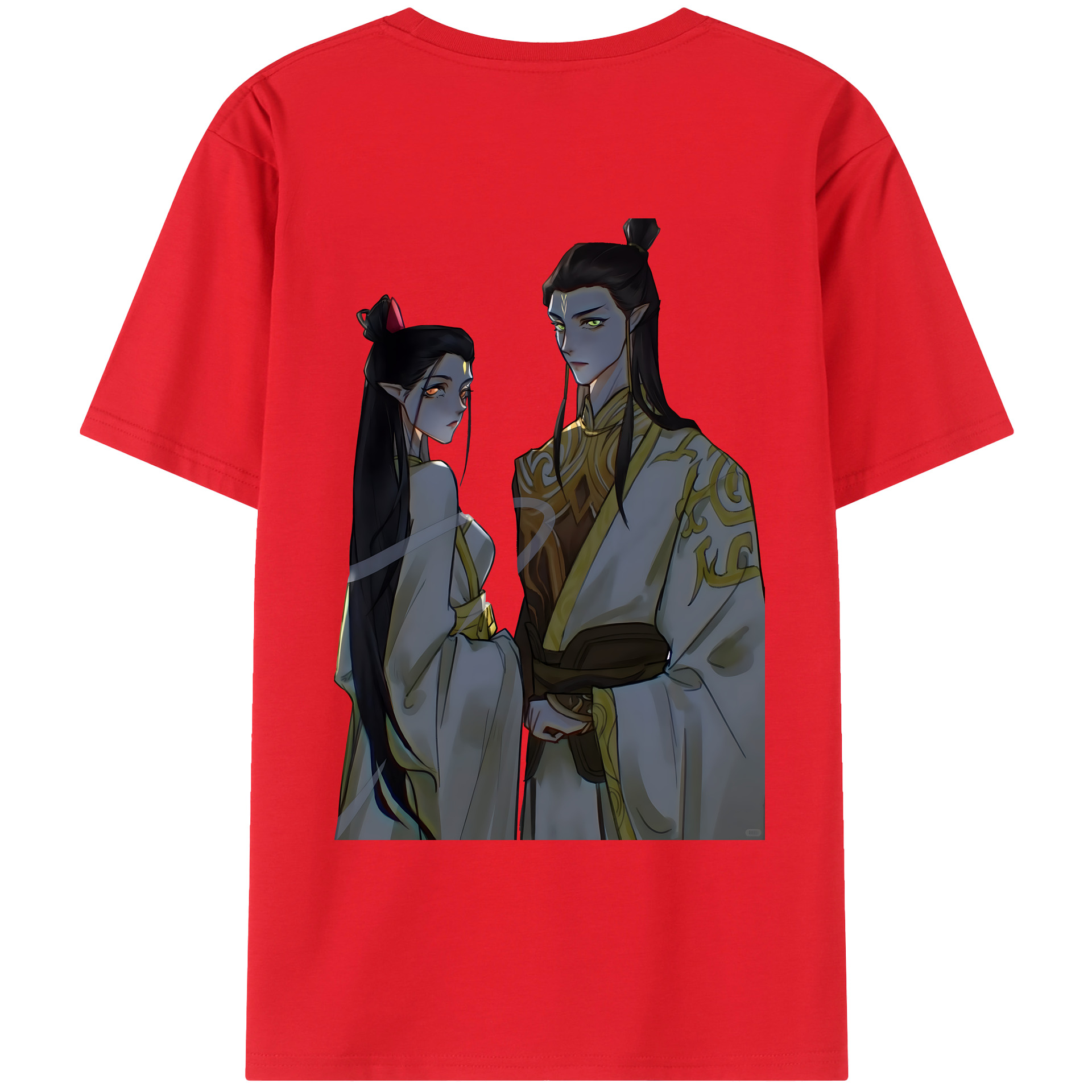 （画像用） Ne Zha 2 ナタ 魔童の大暴れ 綿100％ メンズ半袖Tシャツ（バックプリント） 通気性