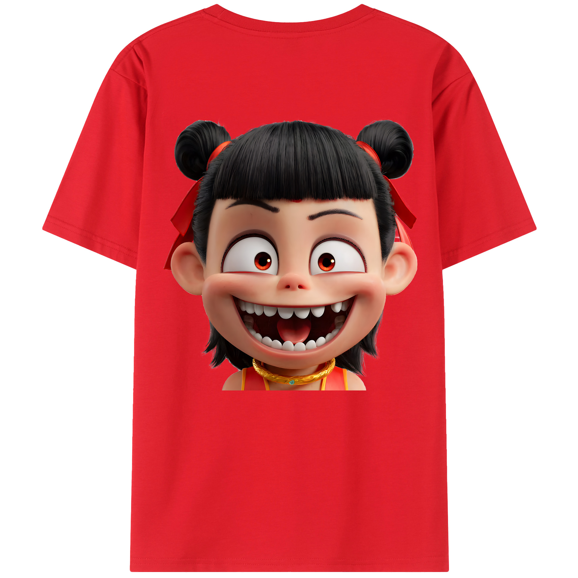 （画像用） Ne Zha 2 ナタ 魔童の大暴れ 綿100％ メンズ半袖Tシャツ（バックプリント） 通気性