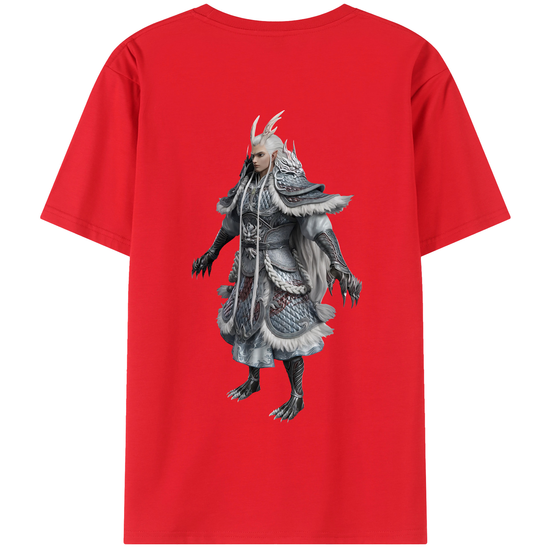 （画像用） Ne Zha 2 ナタ 魔童の大暴れ 綿100％ メンズ半袖Tシャツ（バックプリント） 通気性