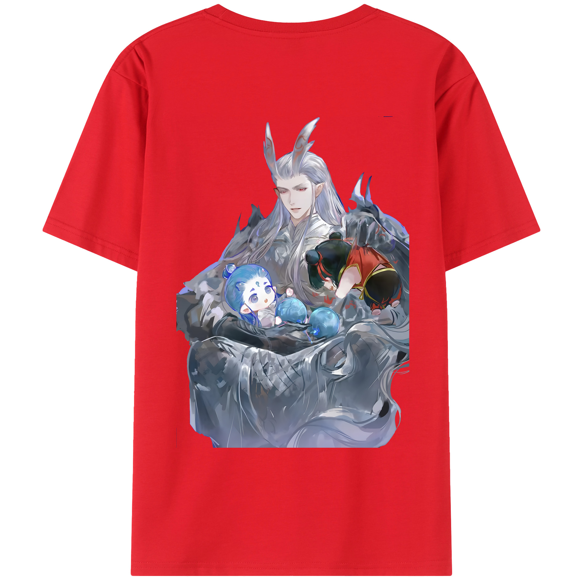 （画像用） Ne Zha 2 ナタ 魔童の大暴れ 綿100％ メンズ半袖Tシャツ（バックプリント） 通気性