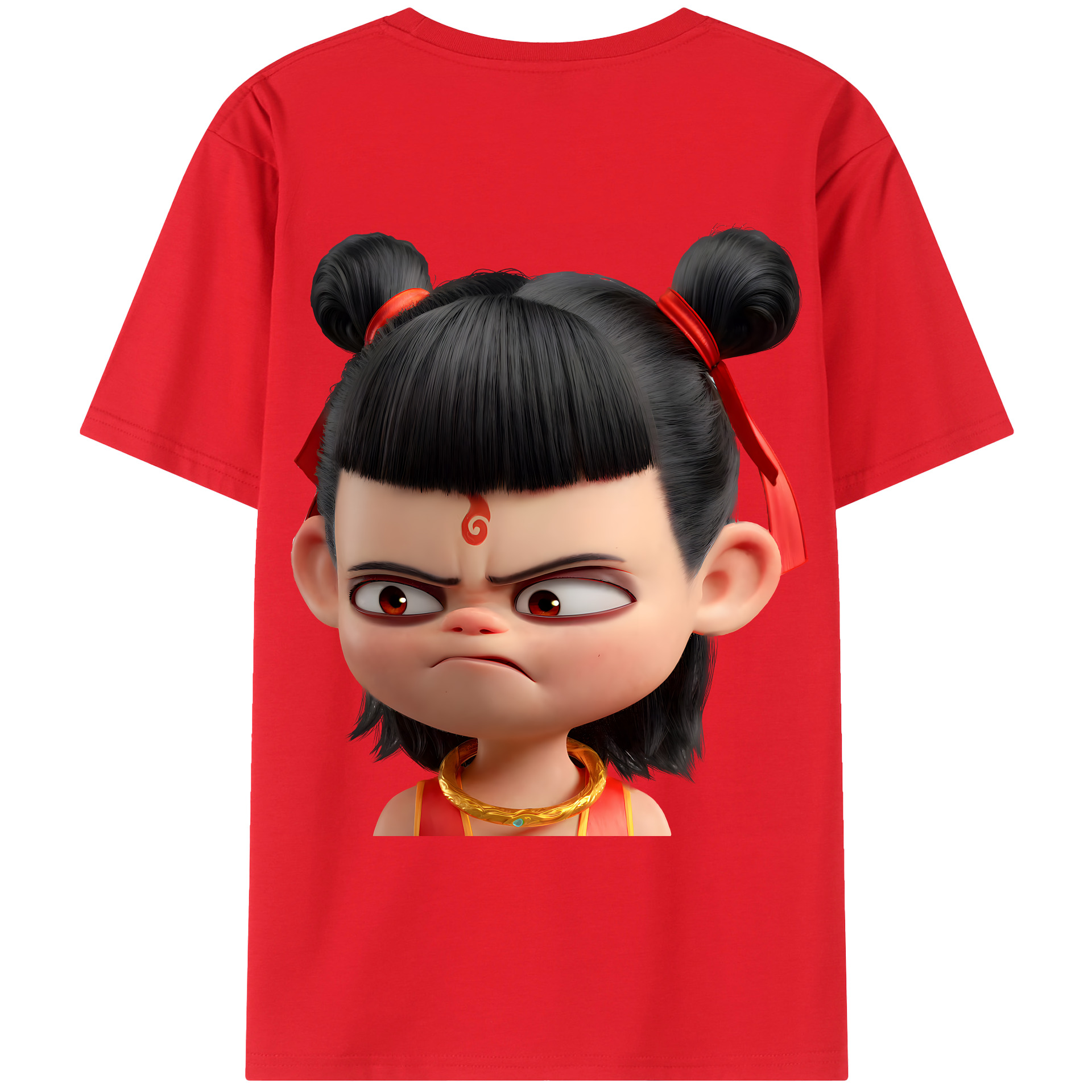 （画像用） Ne Zha 2 ナタ 魔童の大暴れ 綿100％ メンズ半袖Tシャツ（バックプリント） 通気性