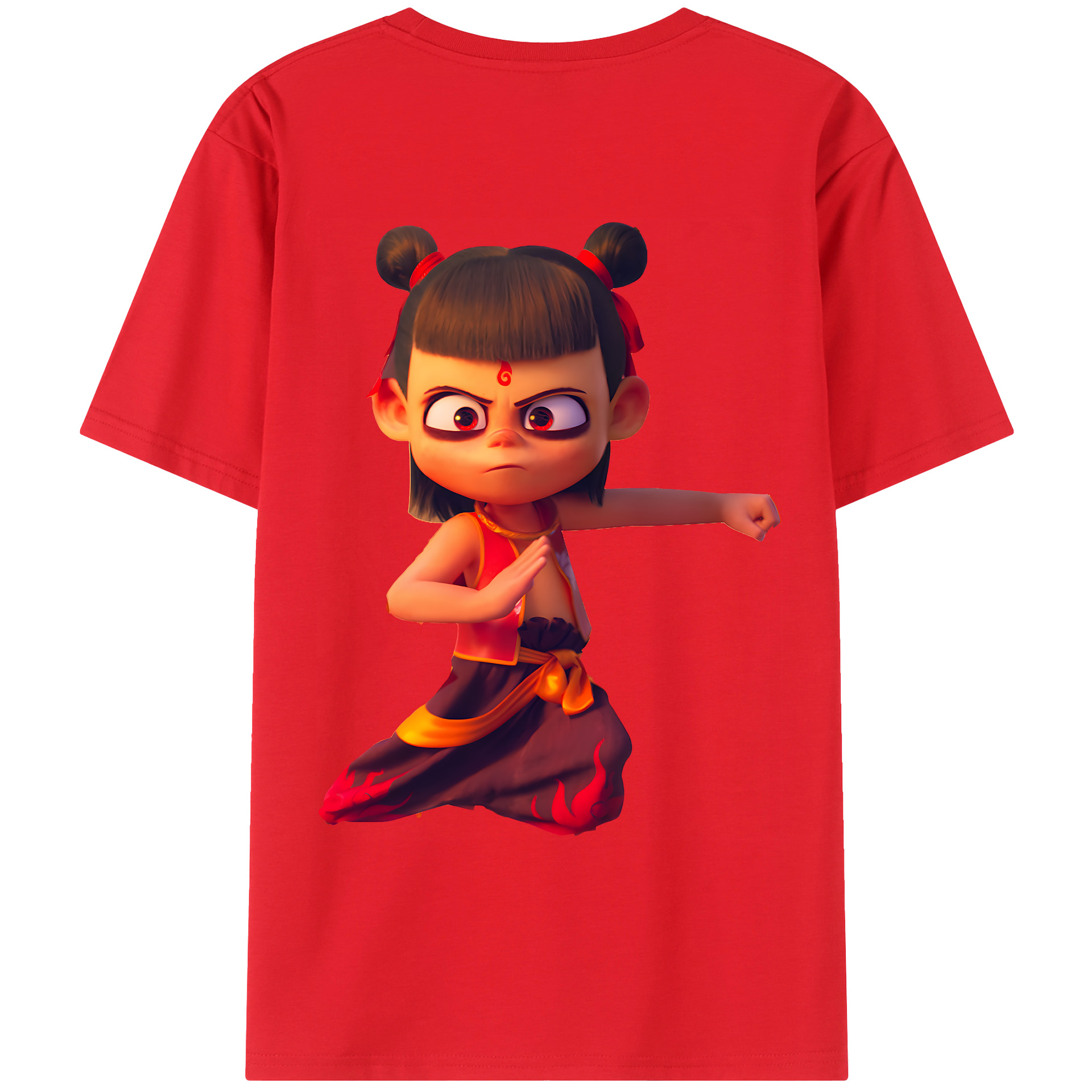 （画像用） Ne Zha 2 ナタ 魔童の大暴れ 綿100％ メンズ半袖Tシャツ（バックプリント） 通気性